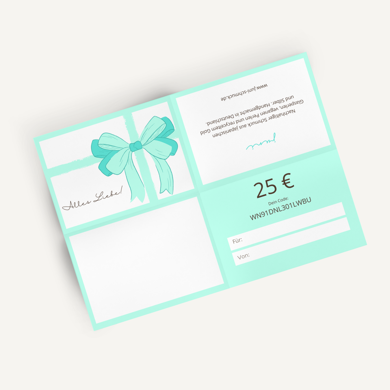 25 Euro Gutschein - Alles Liebe mit Schleife