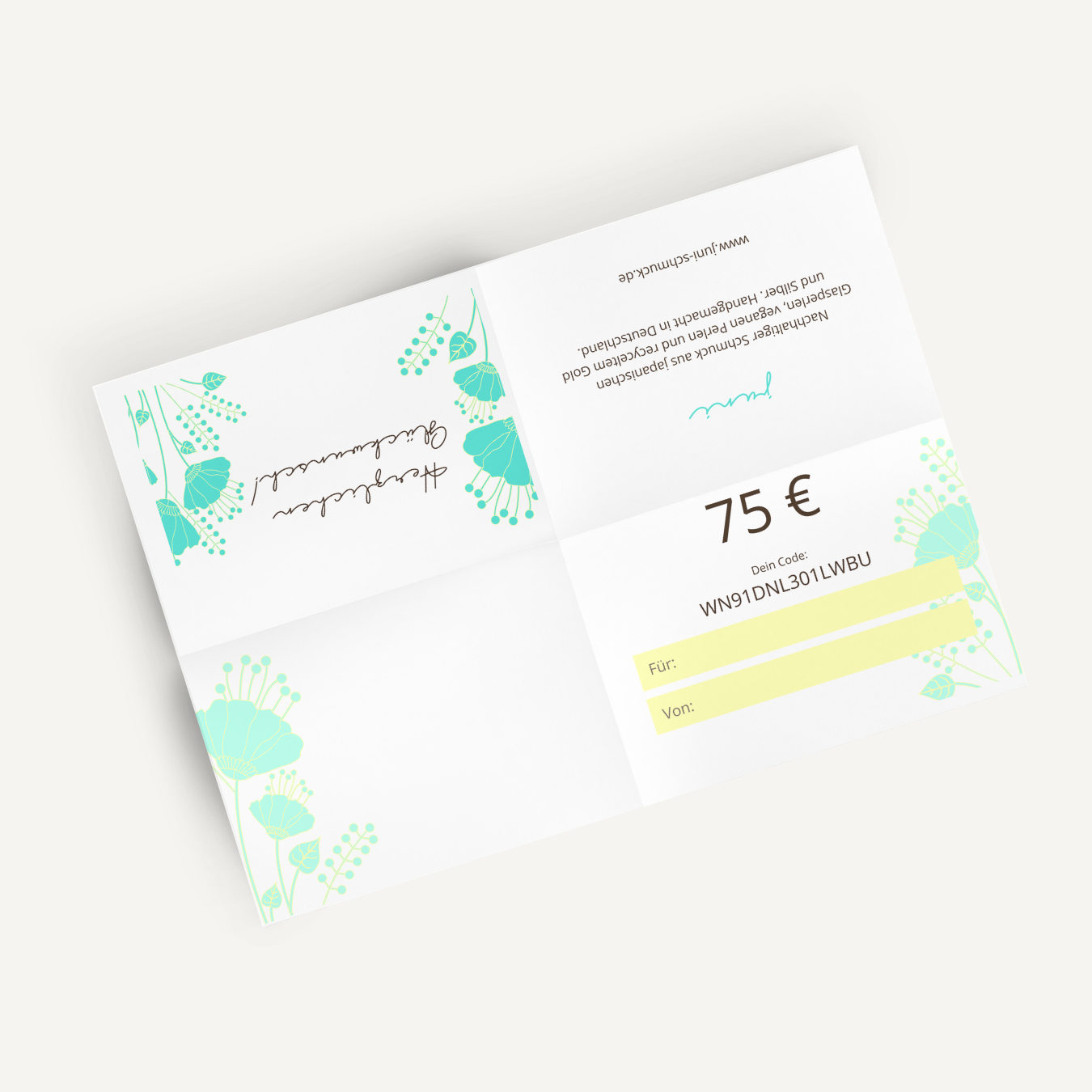 75 Euro Gutschein - Herzlichen Glückwunsch