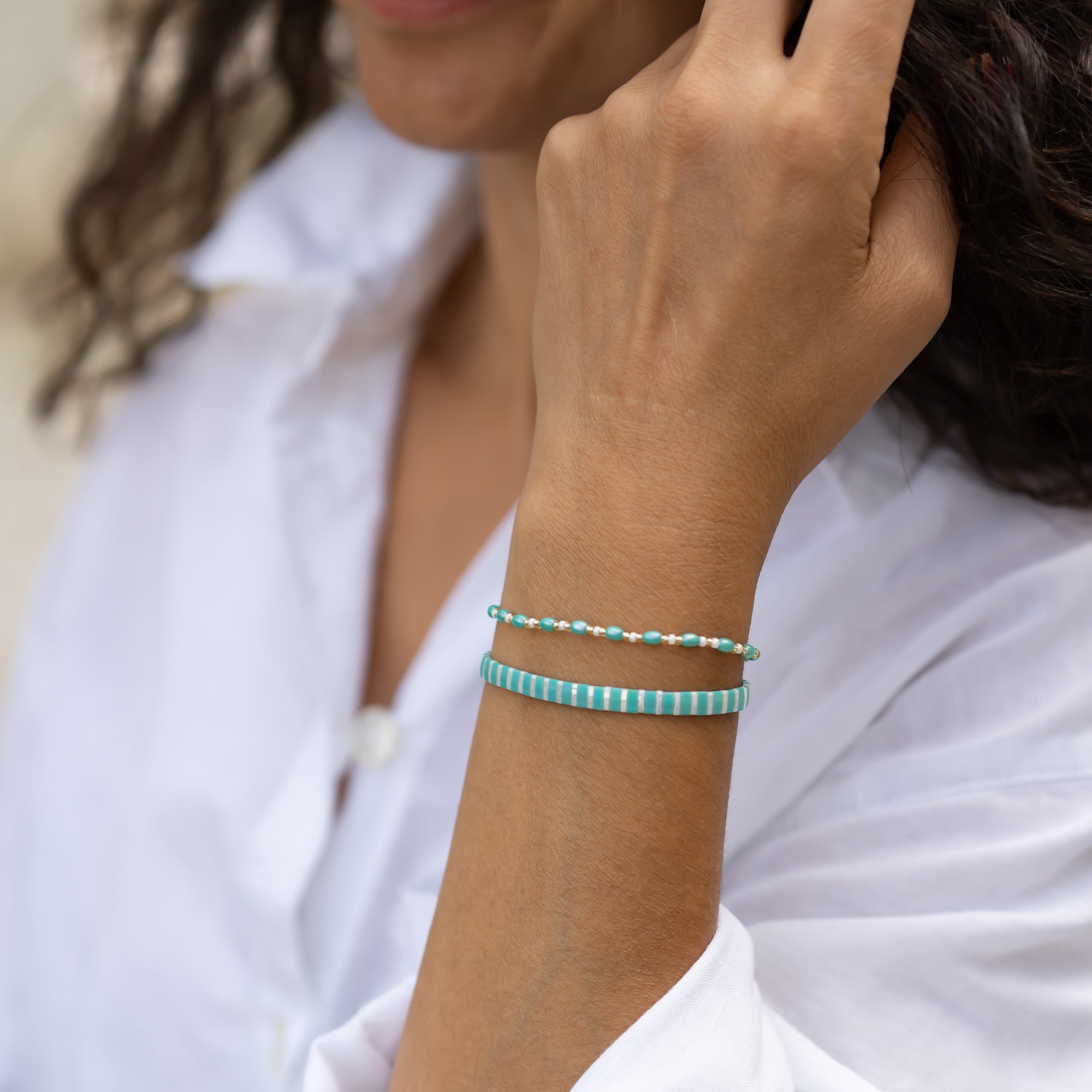 Perlenarmbänder Set türkis blau