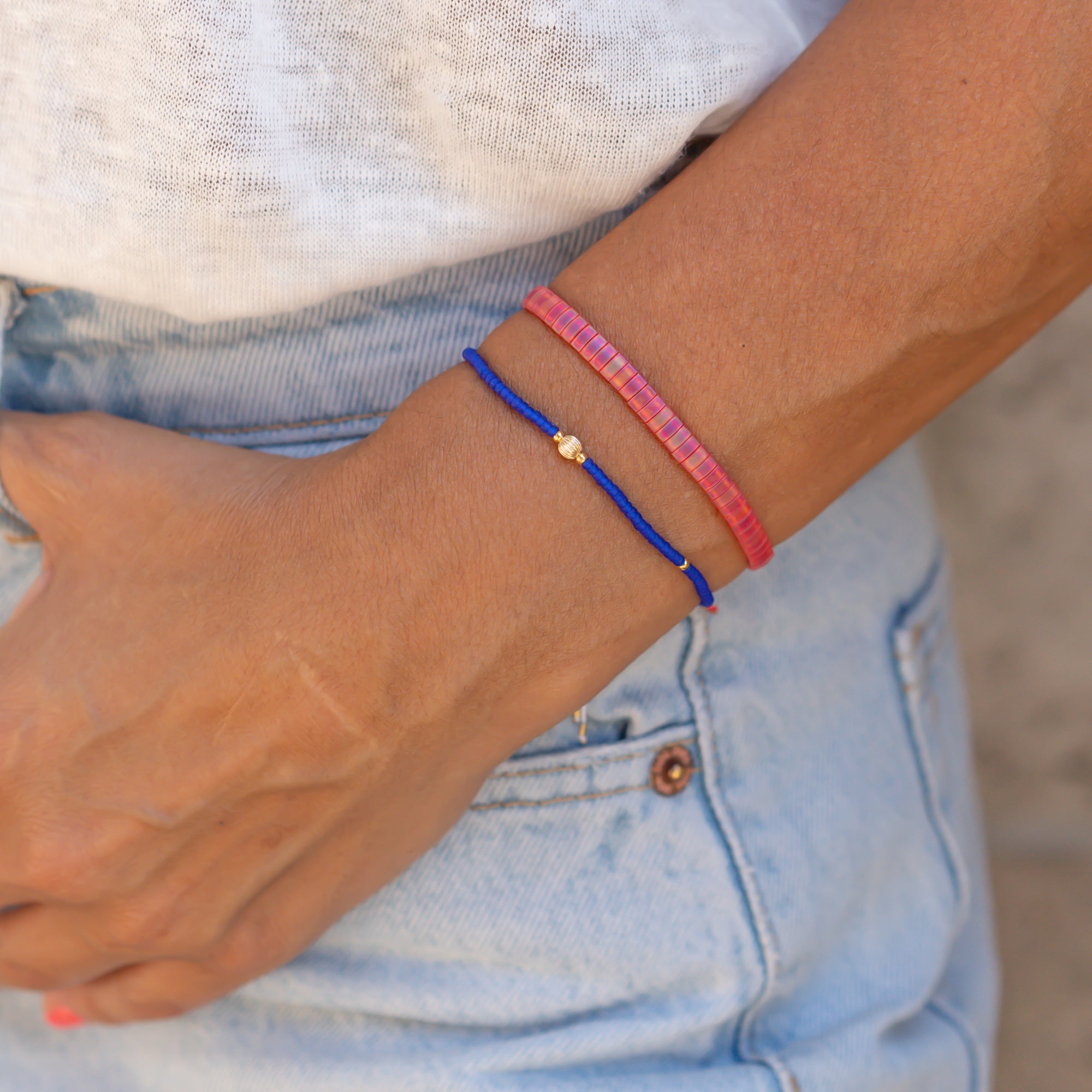 Armbänder pink - blau / einzeln oder im Set