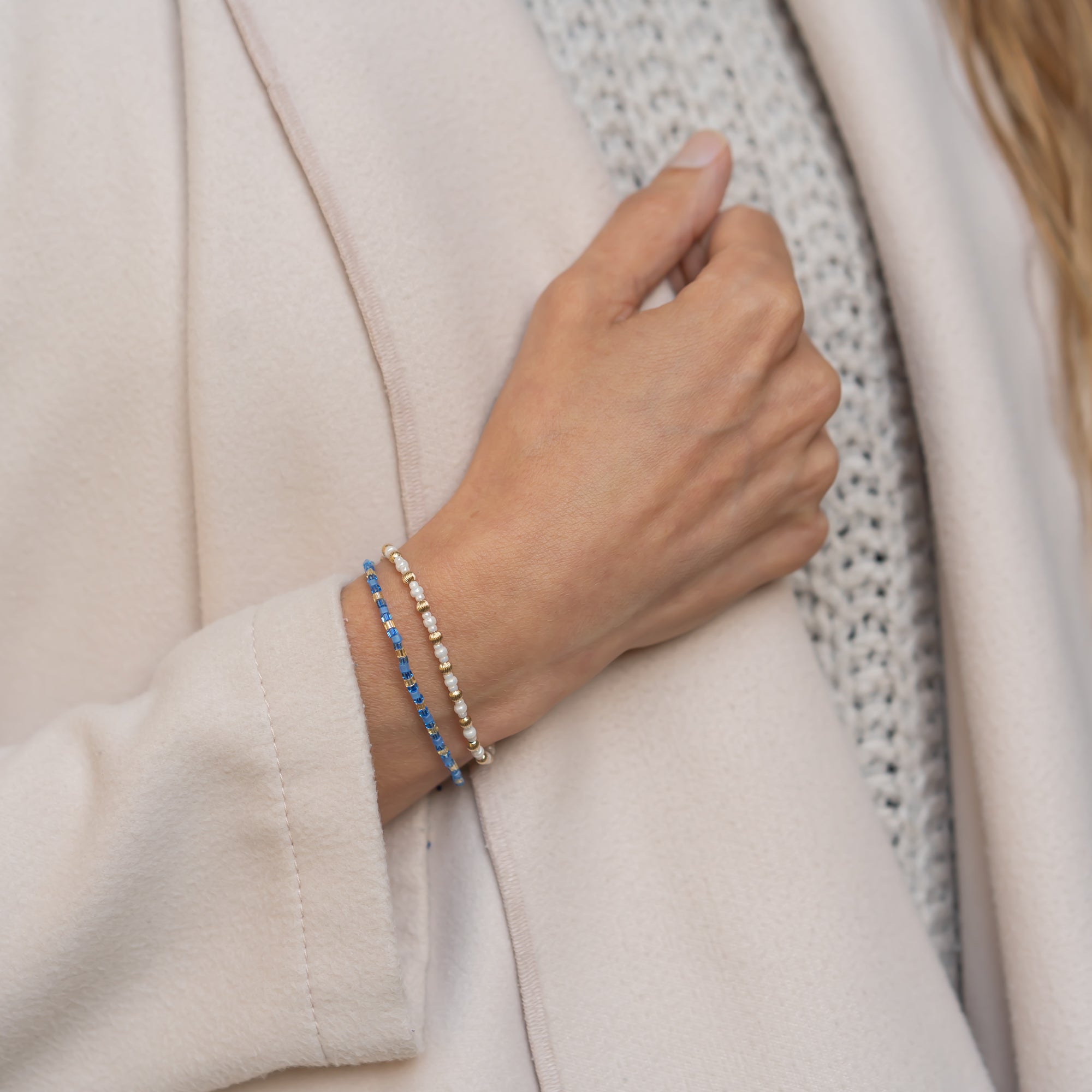 Armbänder set blau, gold für damen