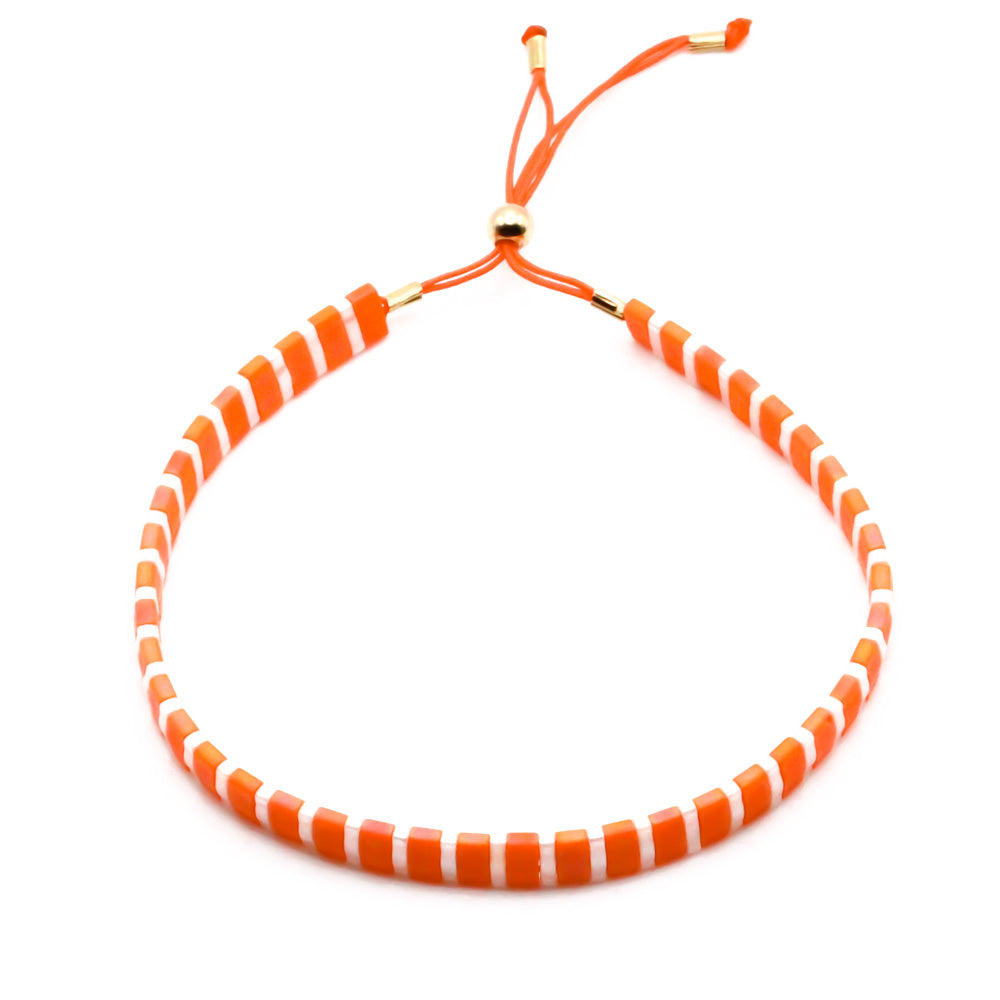 Perlenarmband breit orange
