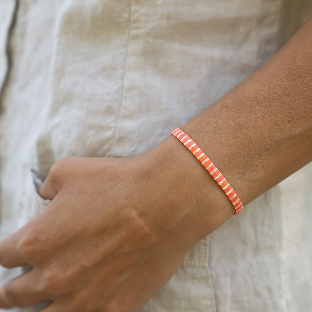 Breites Perlenarmband apricot orange