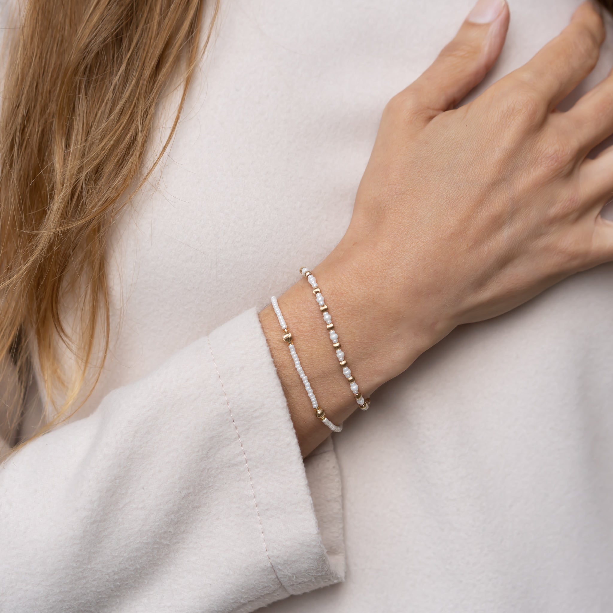 Perlenarmband Elise - creme weiss