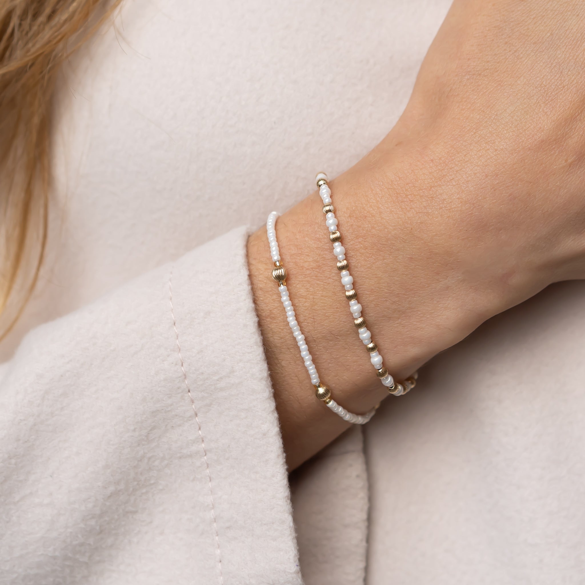 Perlenarmband Elise - creme weiss