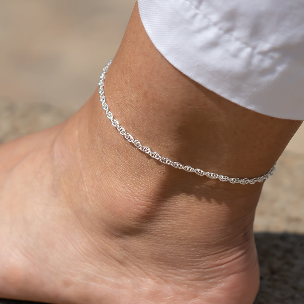 kordelkette fusskette silber