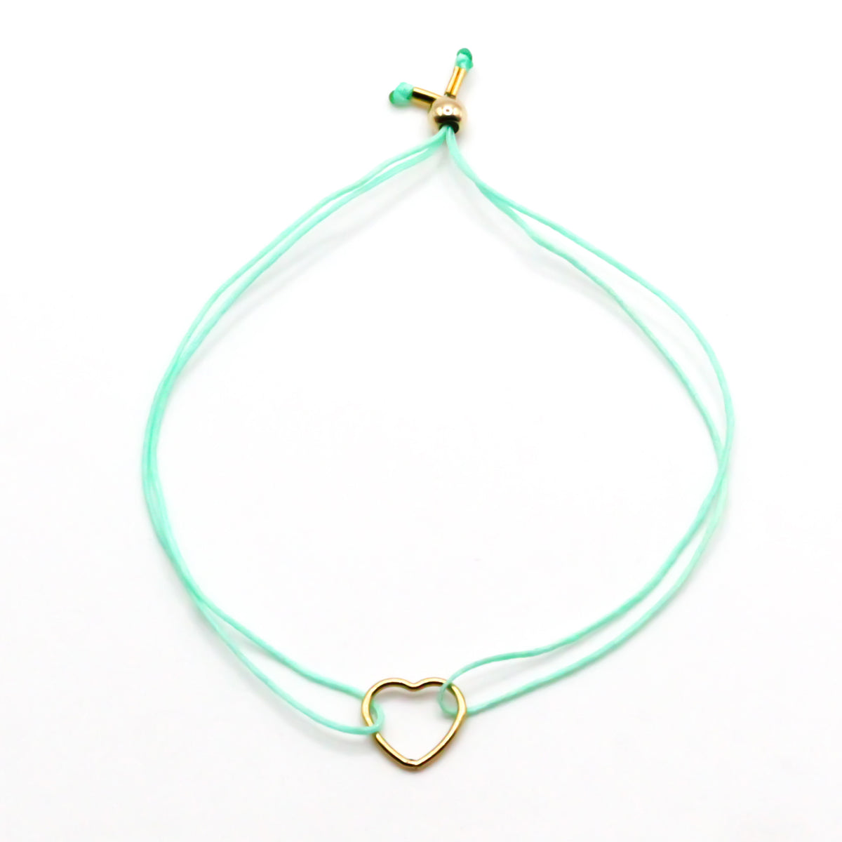 stoffarmband türkis mit gold herz anhänger