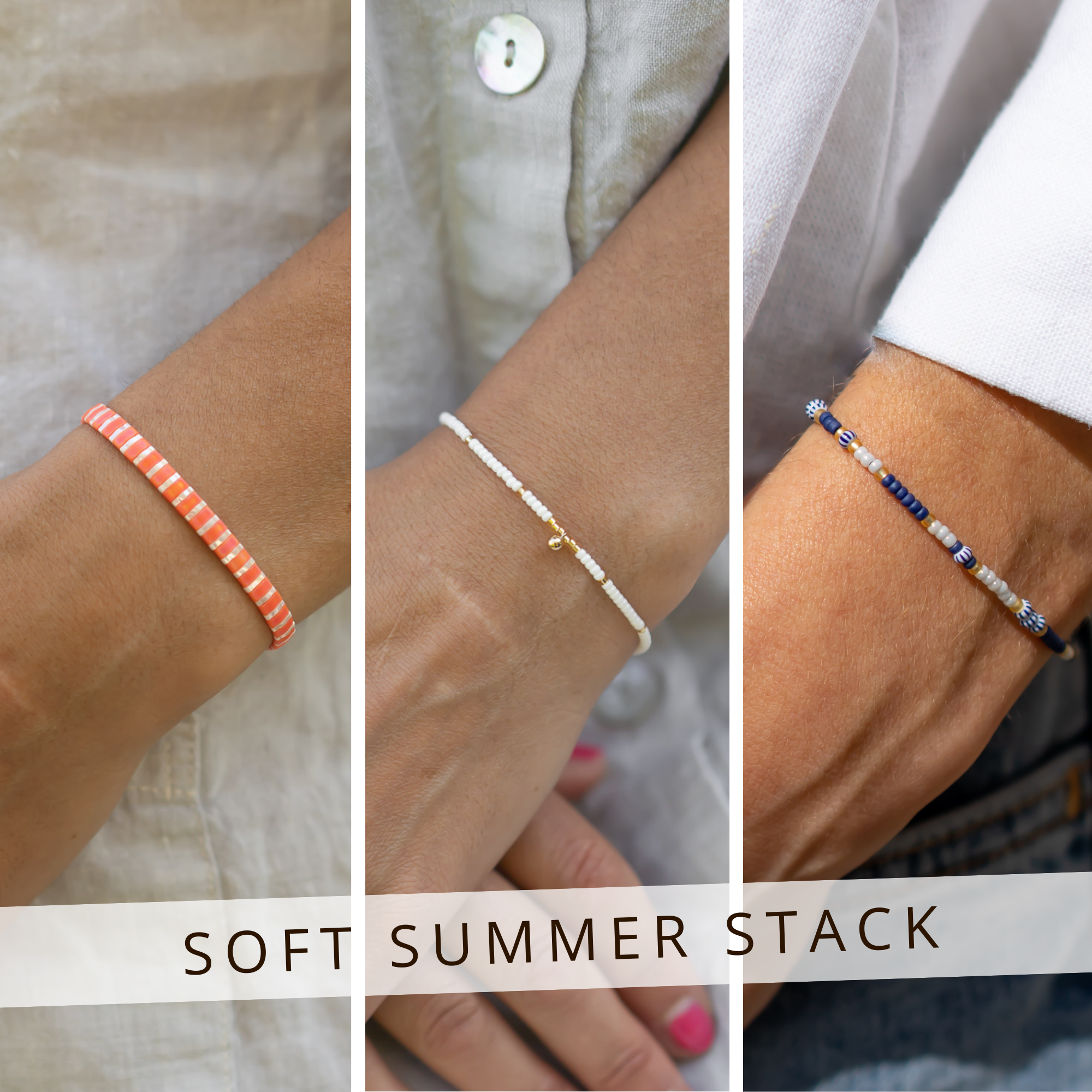 Perlenarmbänder - Soft Summer Stack
