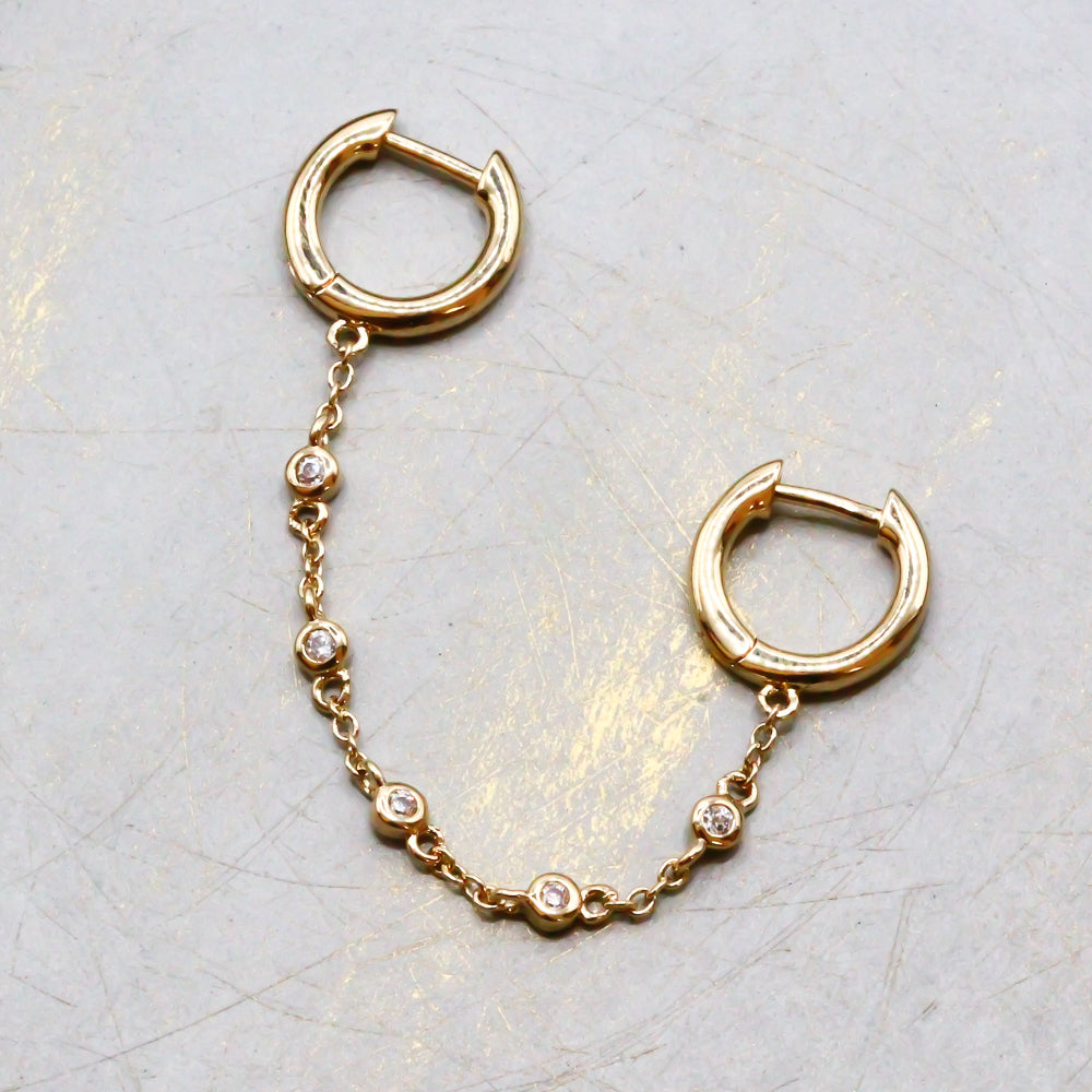 Wasserfeste Ohrkette Ohrringe Gold