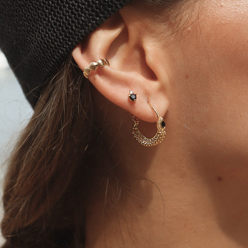 Goldohrringe mit schwarzem Stein