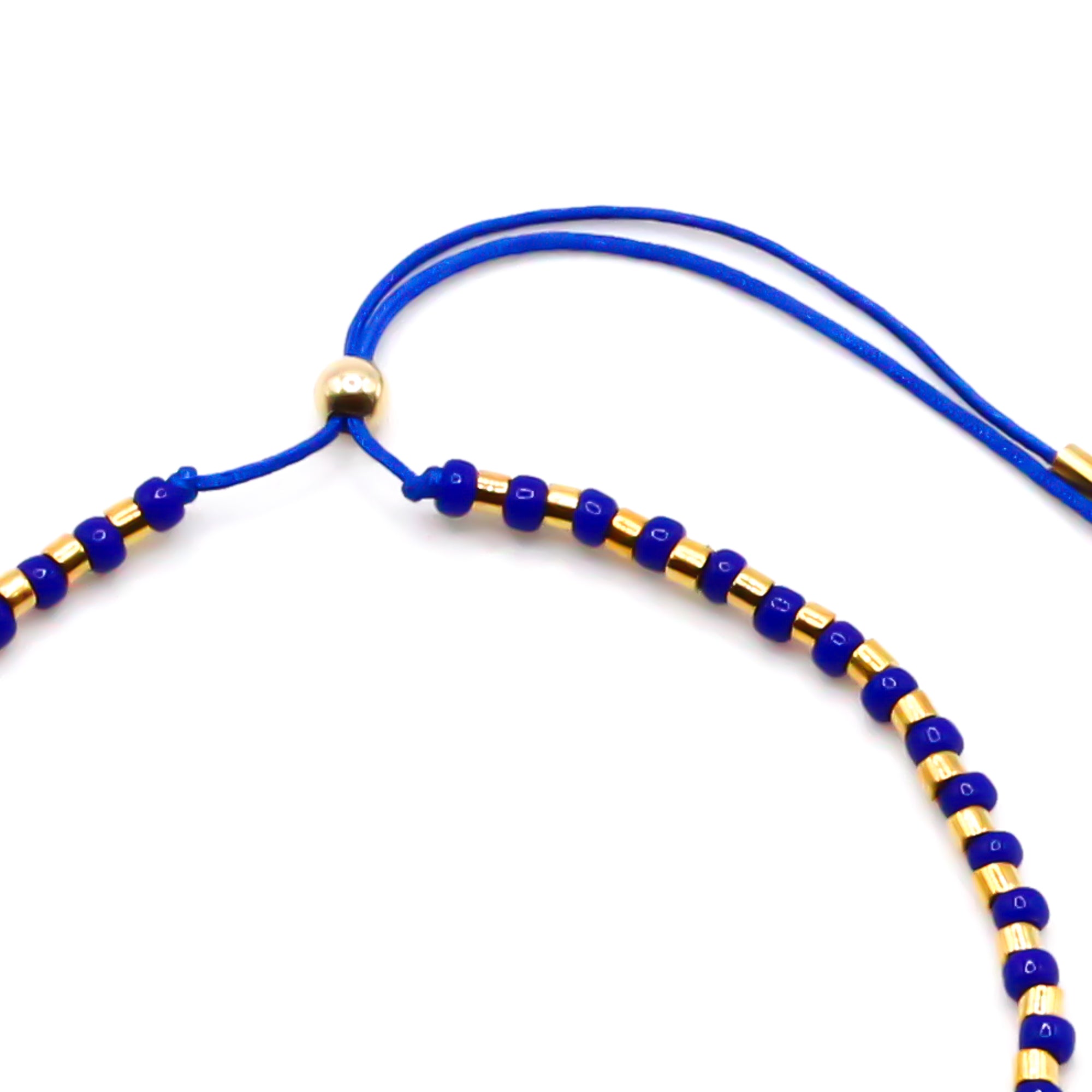 verstellbares damen perlenarmband blau gold