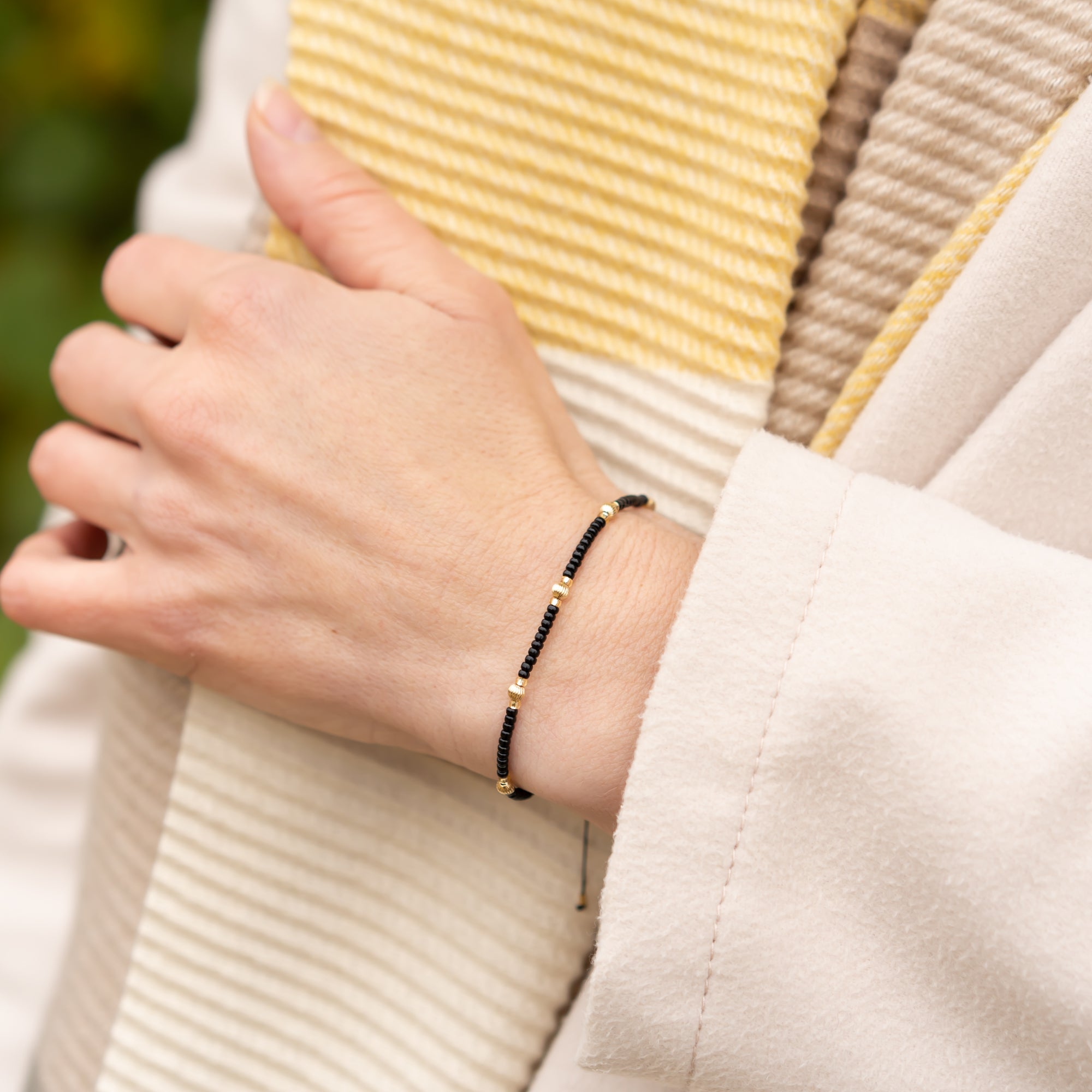 Schwarzes Perlenarmband Chloé