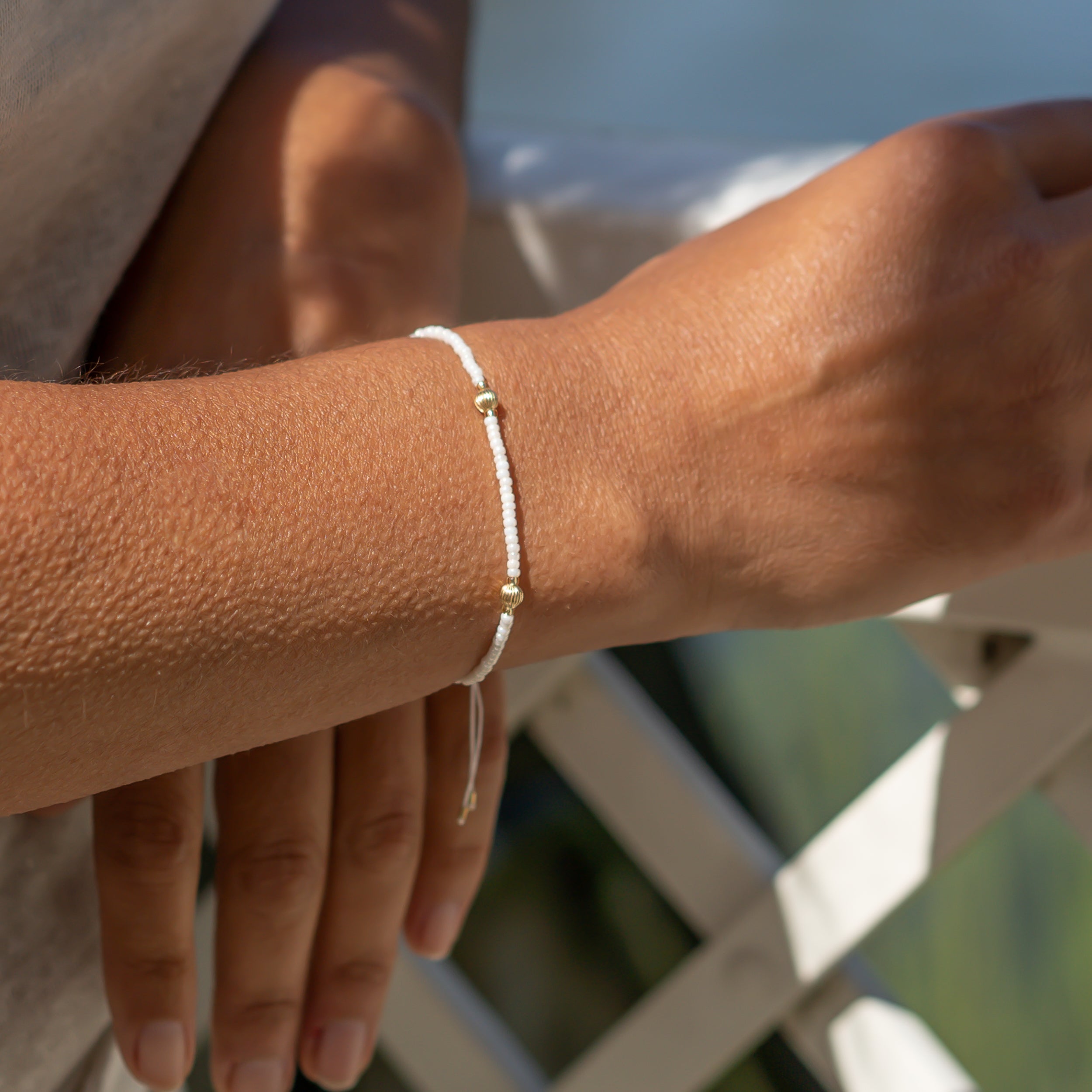 Perlenarmband Elise - creme weiss