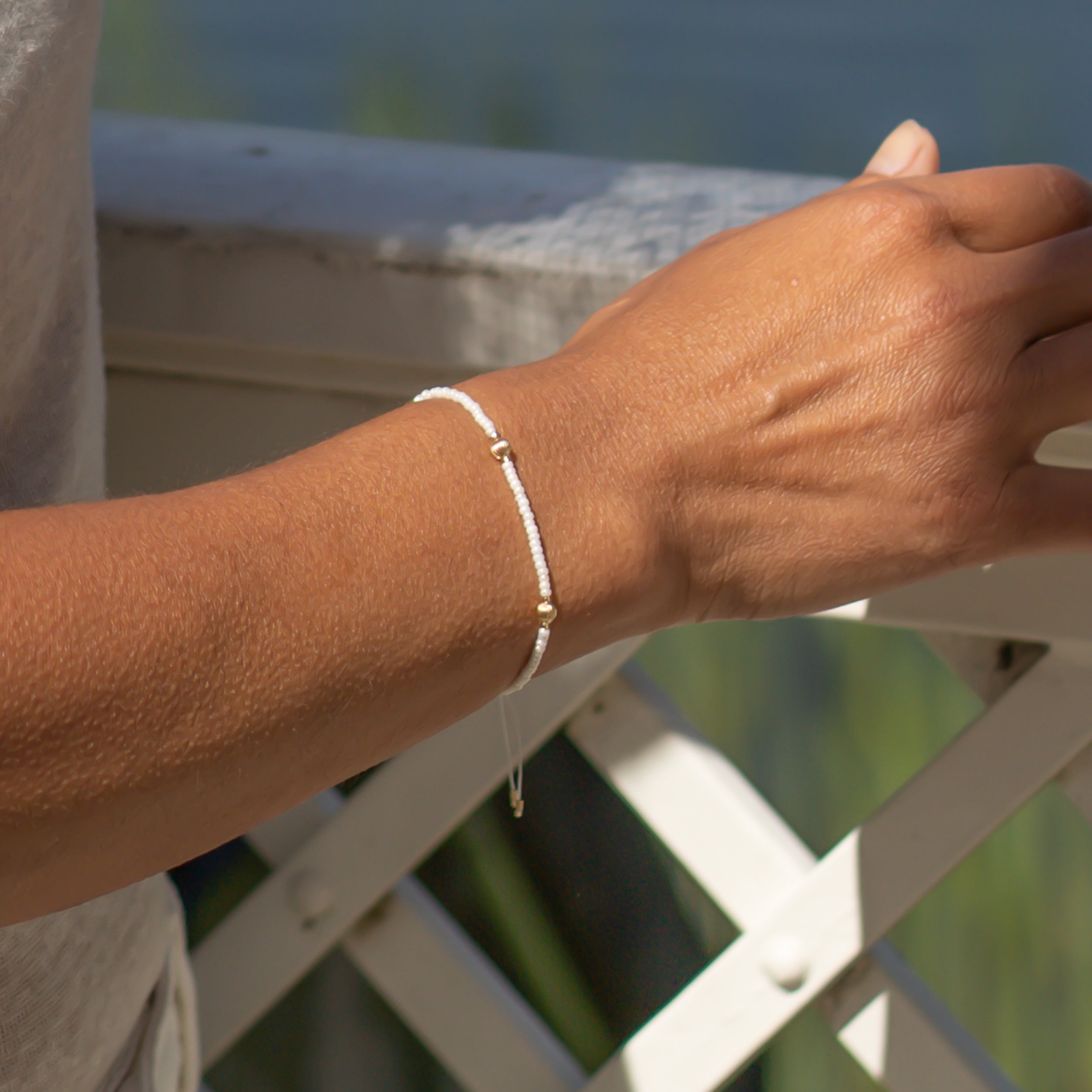 Perlenarmband Elise - creme weiss