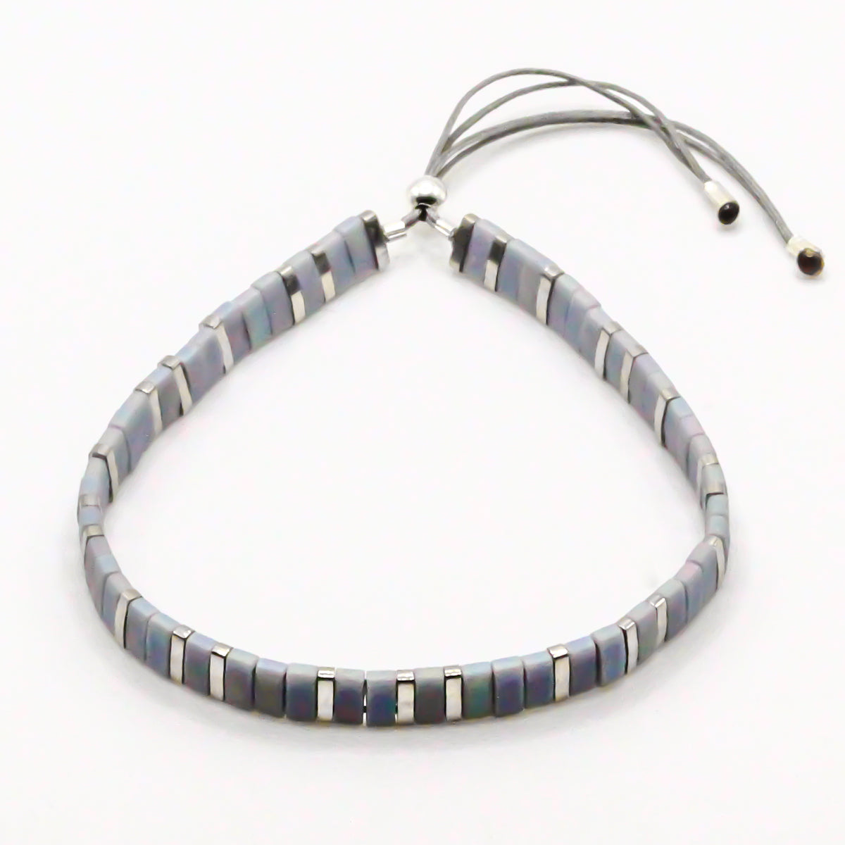 Damen perlenarmband grau silber