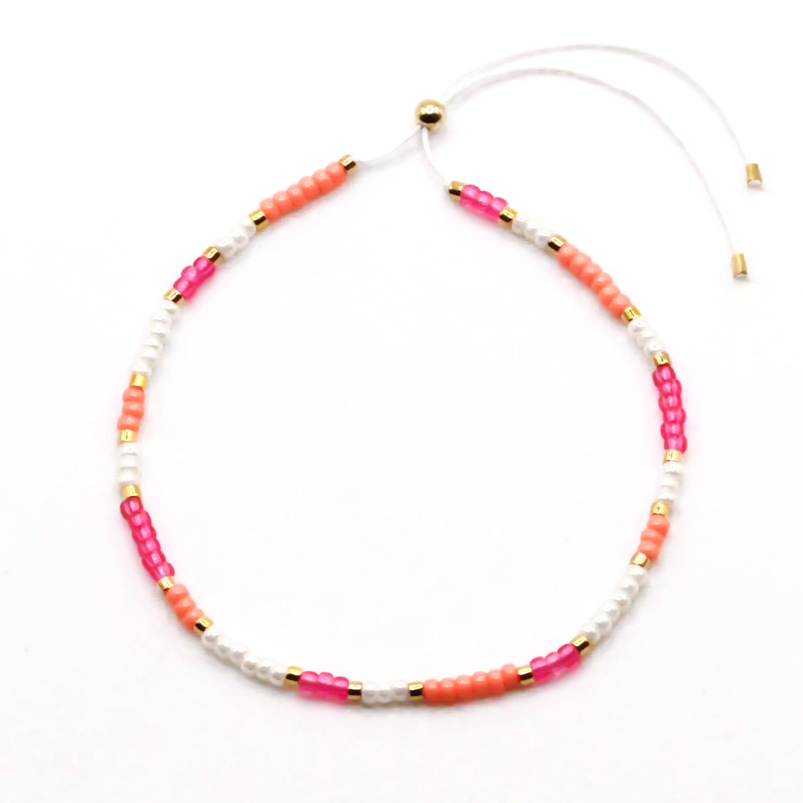 damen perlenarmband pink apricot rosa