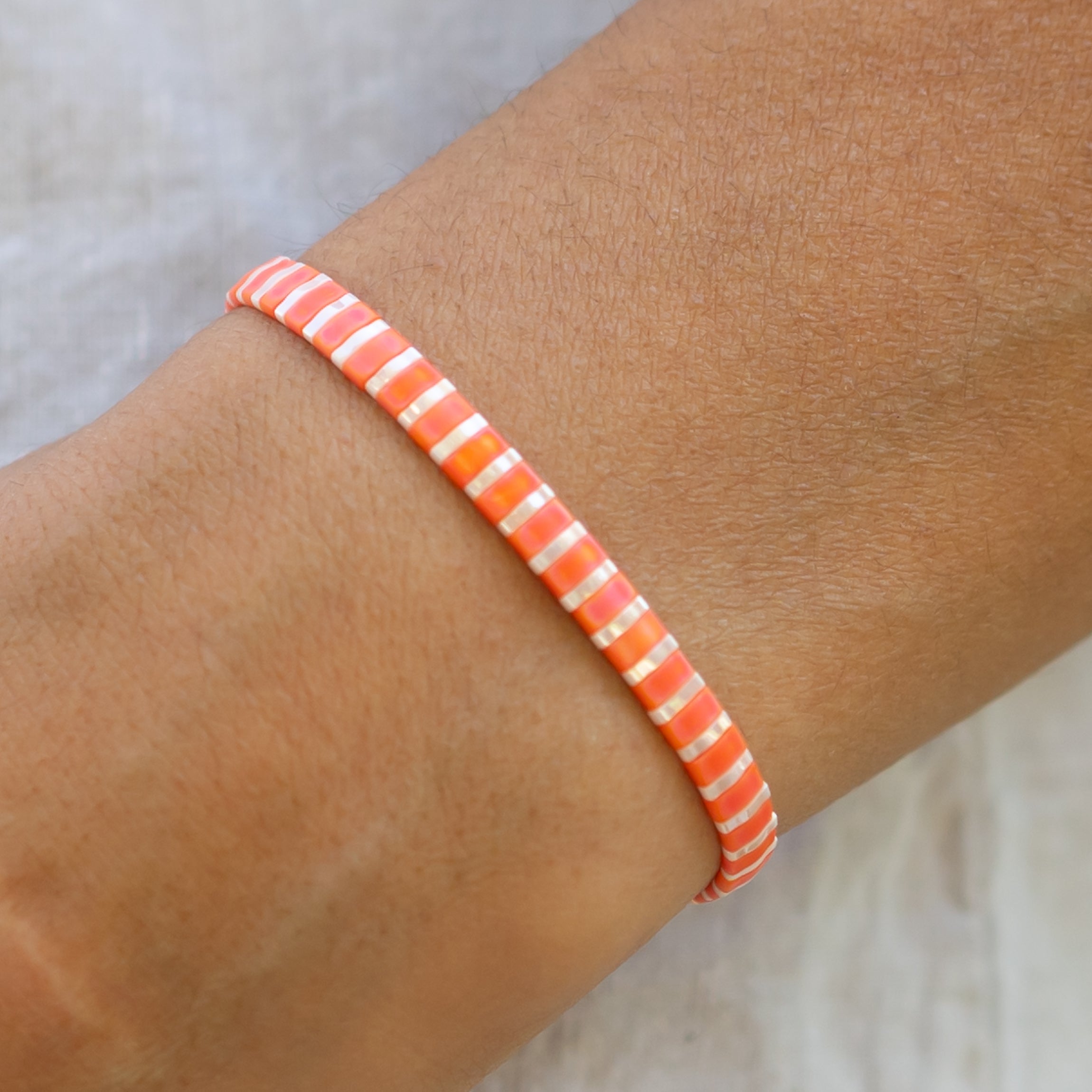 Breites Armband Perlen orange