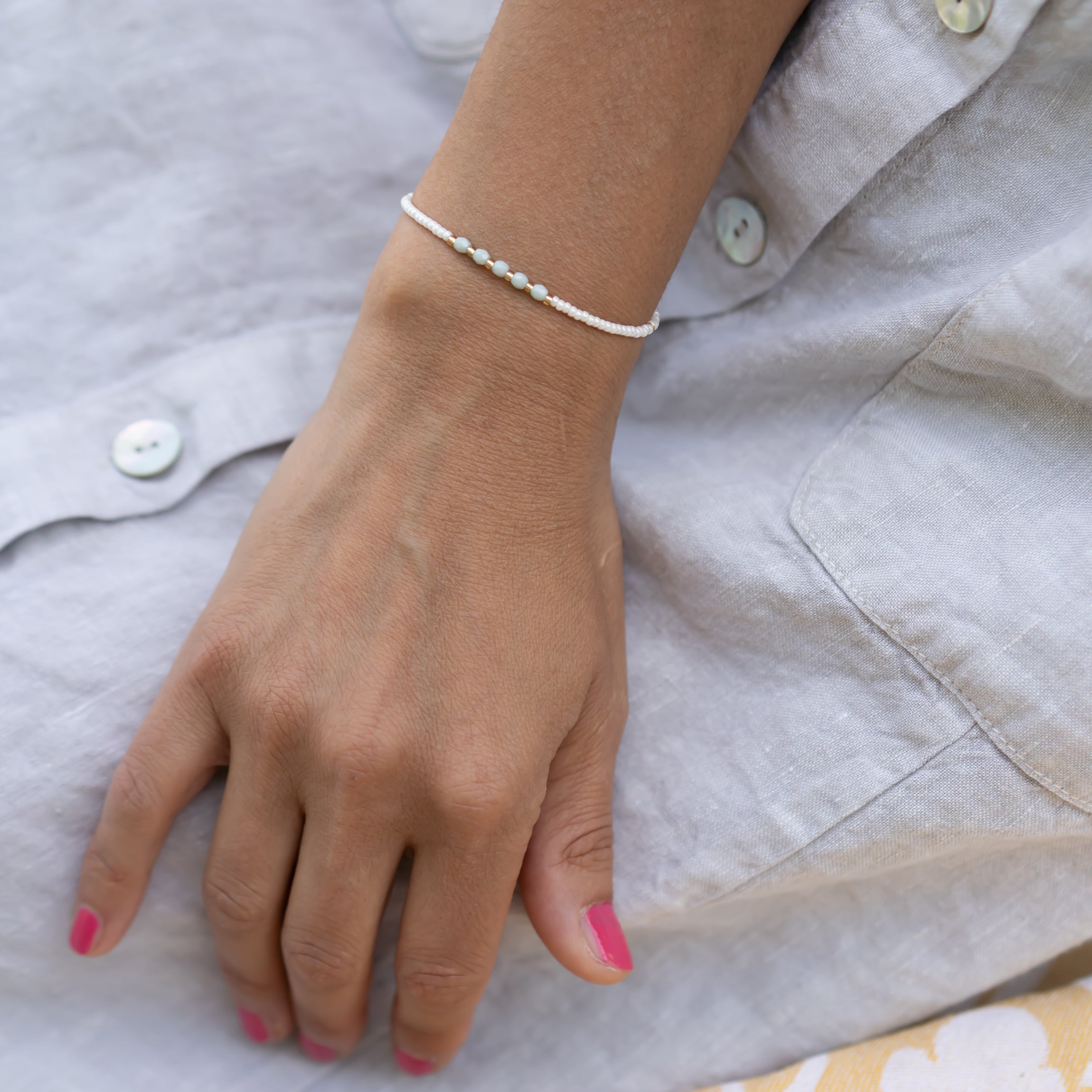 Armband Perlen creme