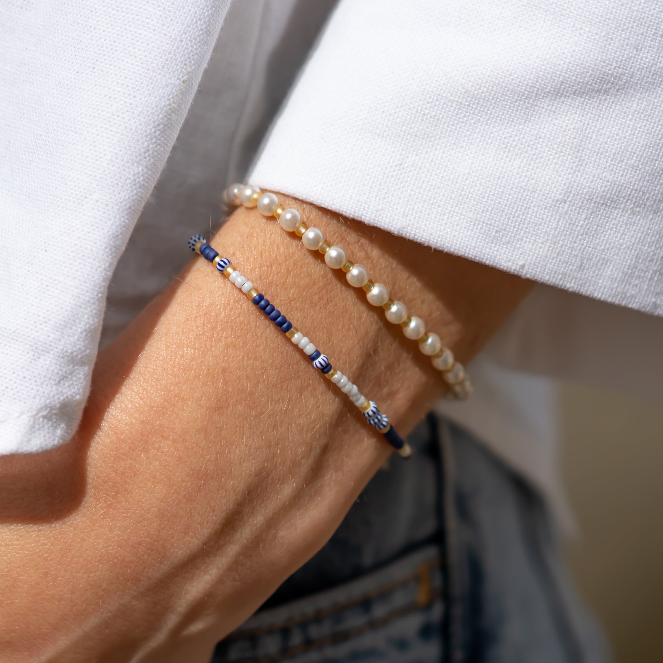 perlenarmband blau maritim