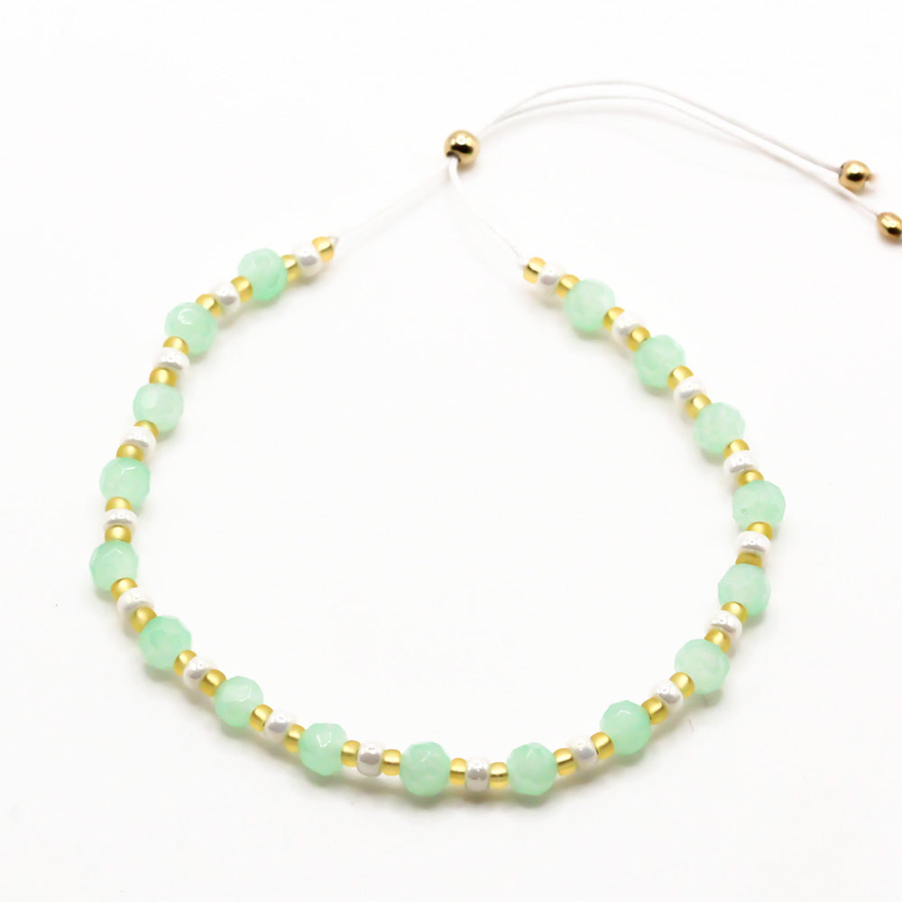 Perlenarmband mint gold