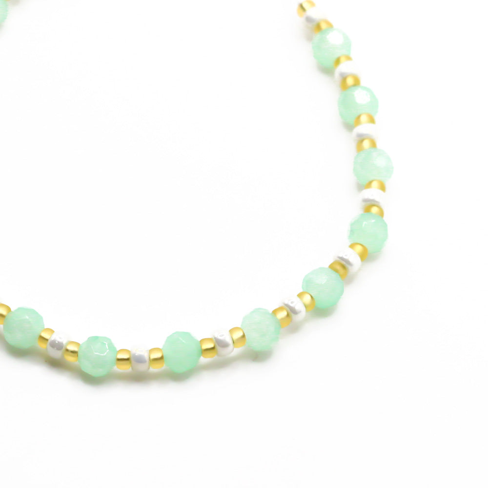 Perlenarmband mint gold