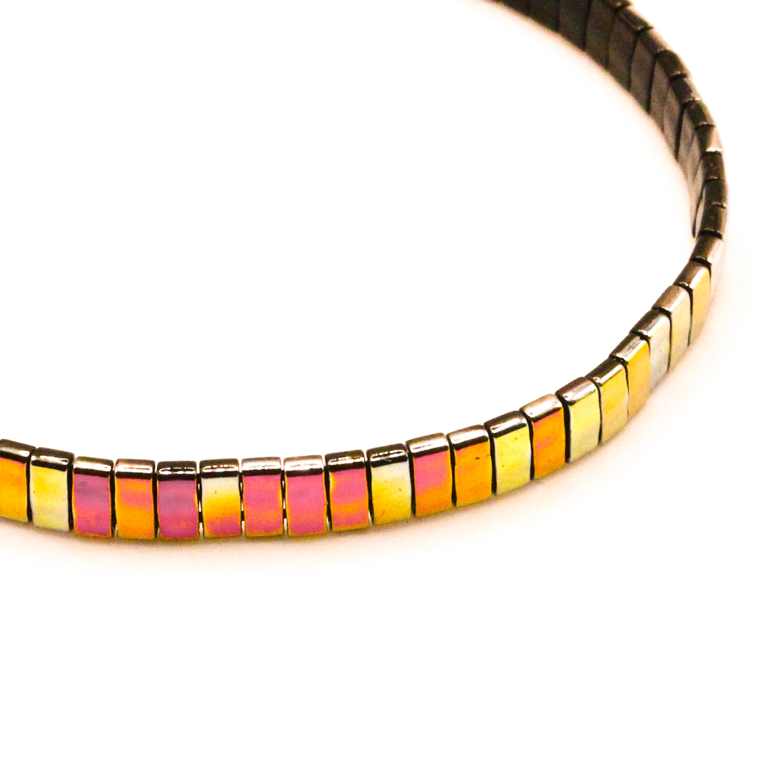 Perlenarmband orange pink schimmernd metallisch