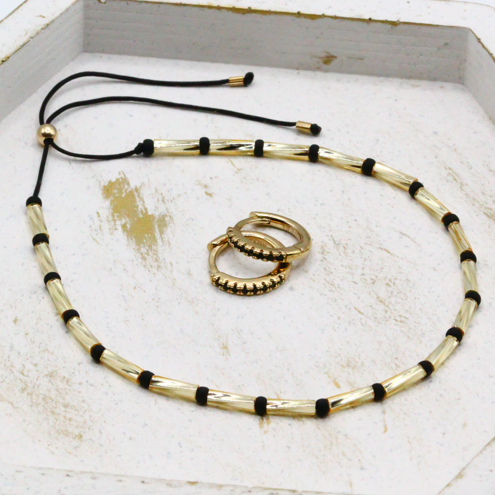 Schmuckset Gold-Schwarz Set