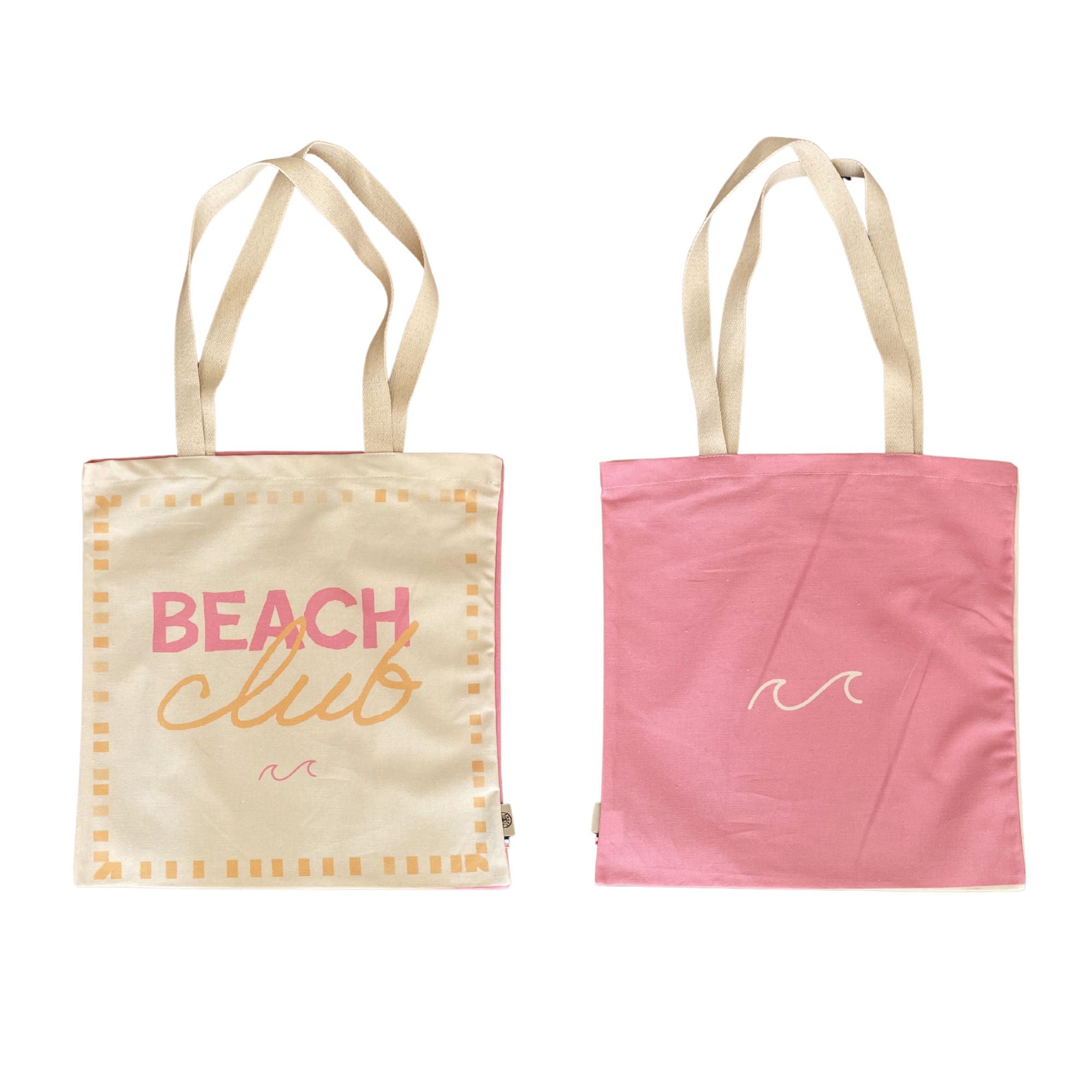 Sommer Tragetasche Tote bag mit Beach Club Aufdruck in pink