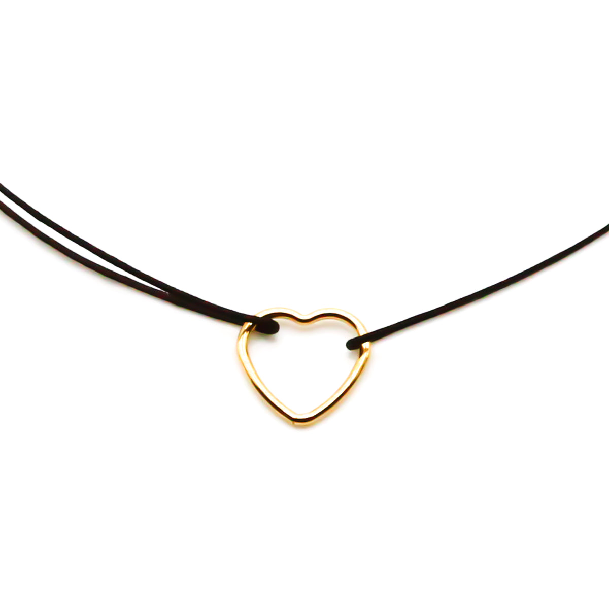 schwarzes stoffarmband mit gold herz
