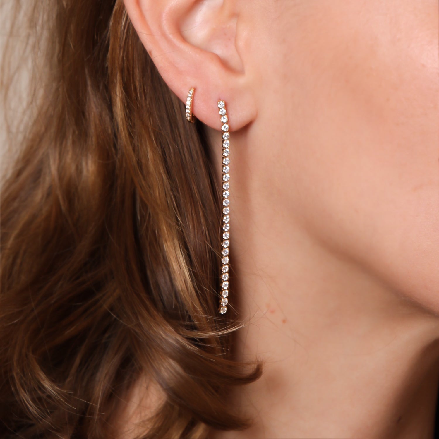 tennis ohrstecker lang hängend mit zirkonia