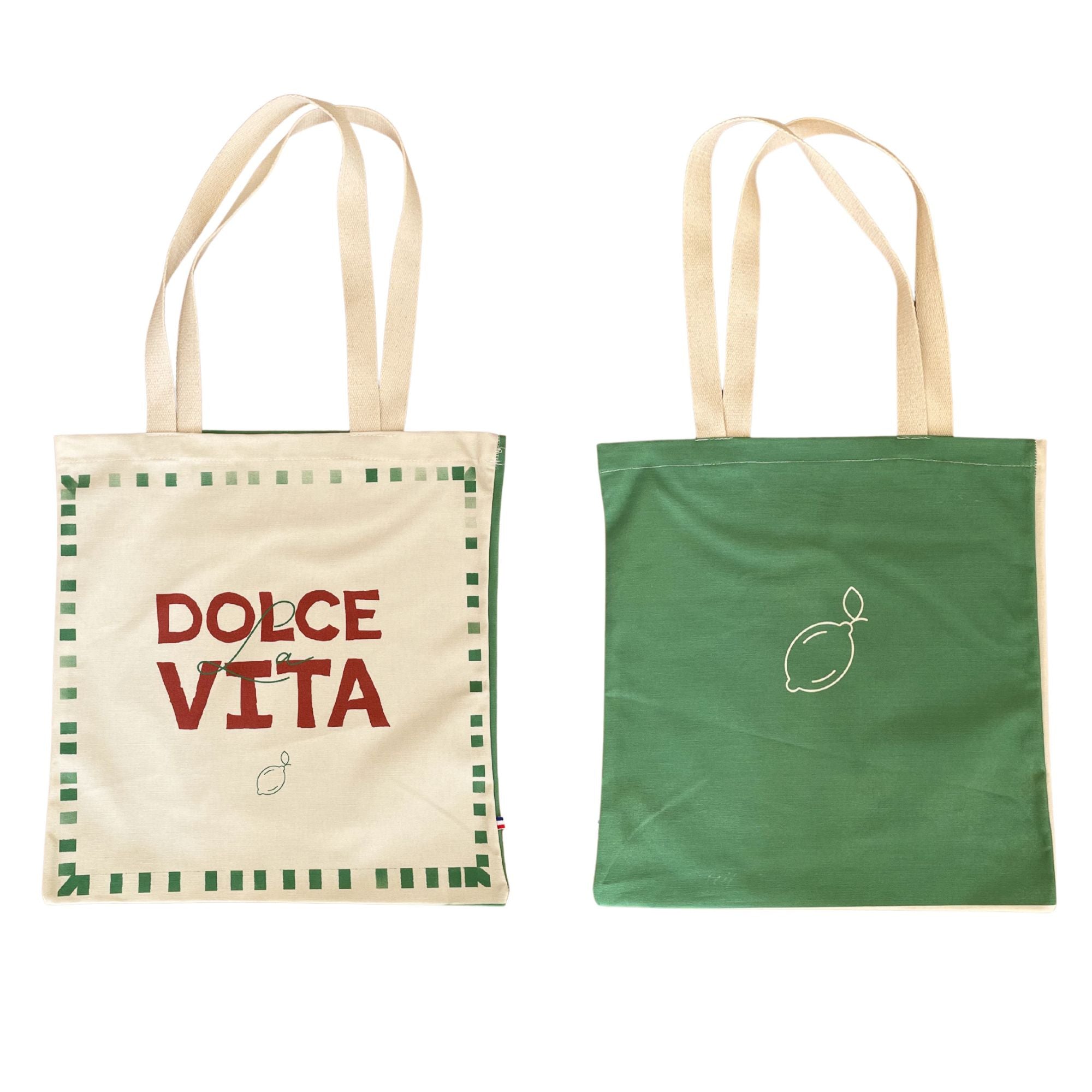 Baumwoll sommer tragetasche tote bag mit dolce vita aufdruck