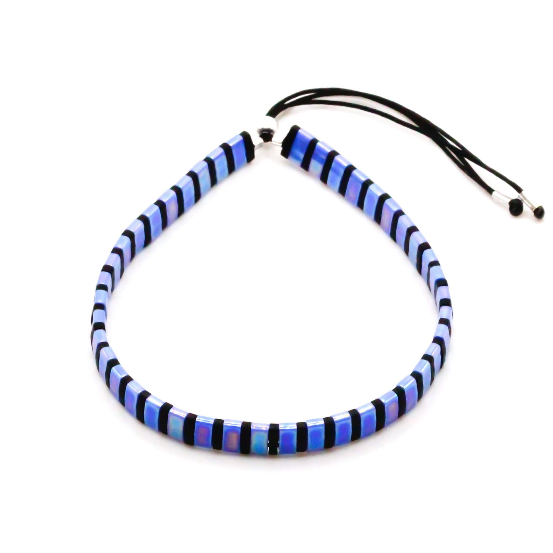 damen perlenarmband blau lila