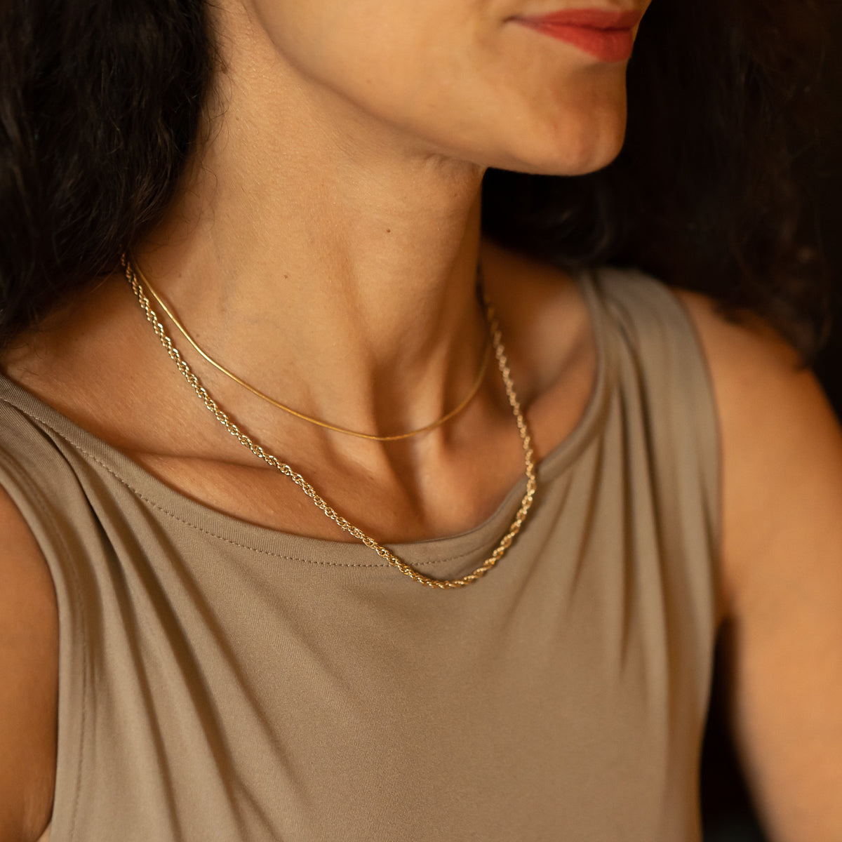nachhaltige Halskette gold Layerlook