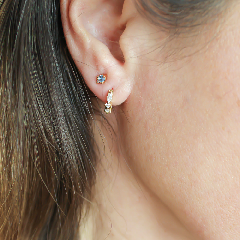 Ohrringe gold und blauer ohrstecker