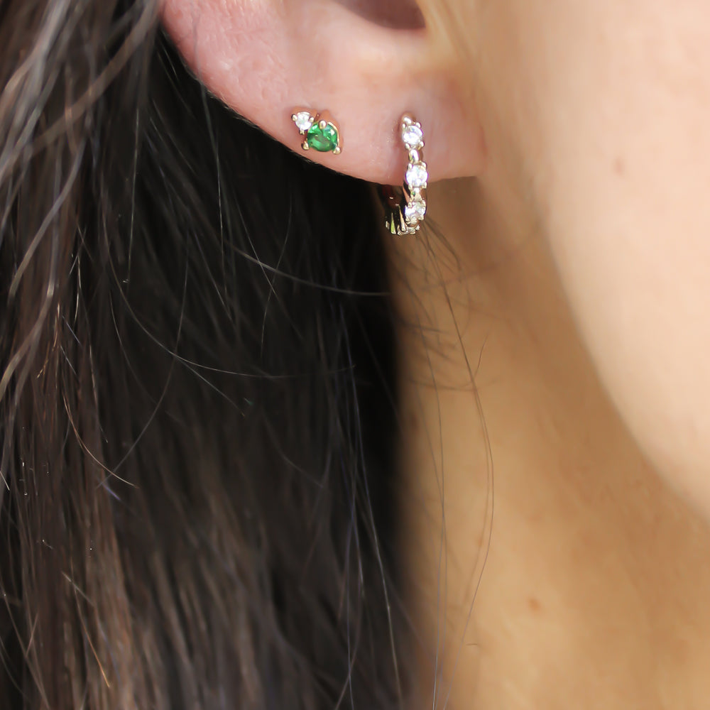 ohrstecker grün und creolen in gold