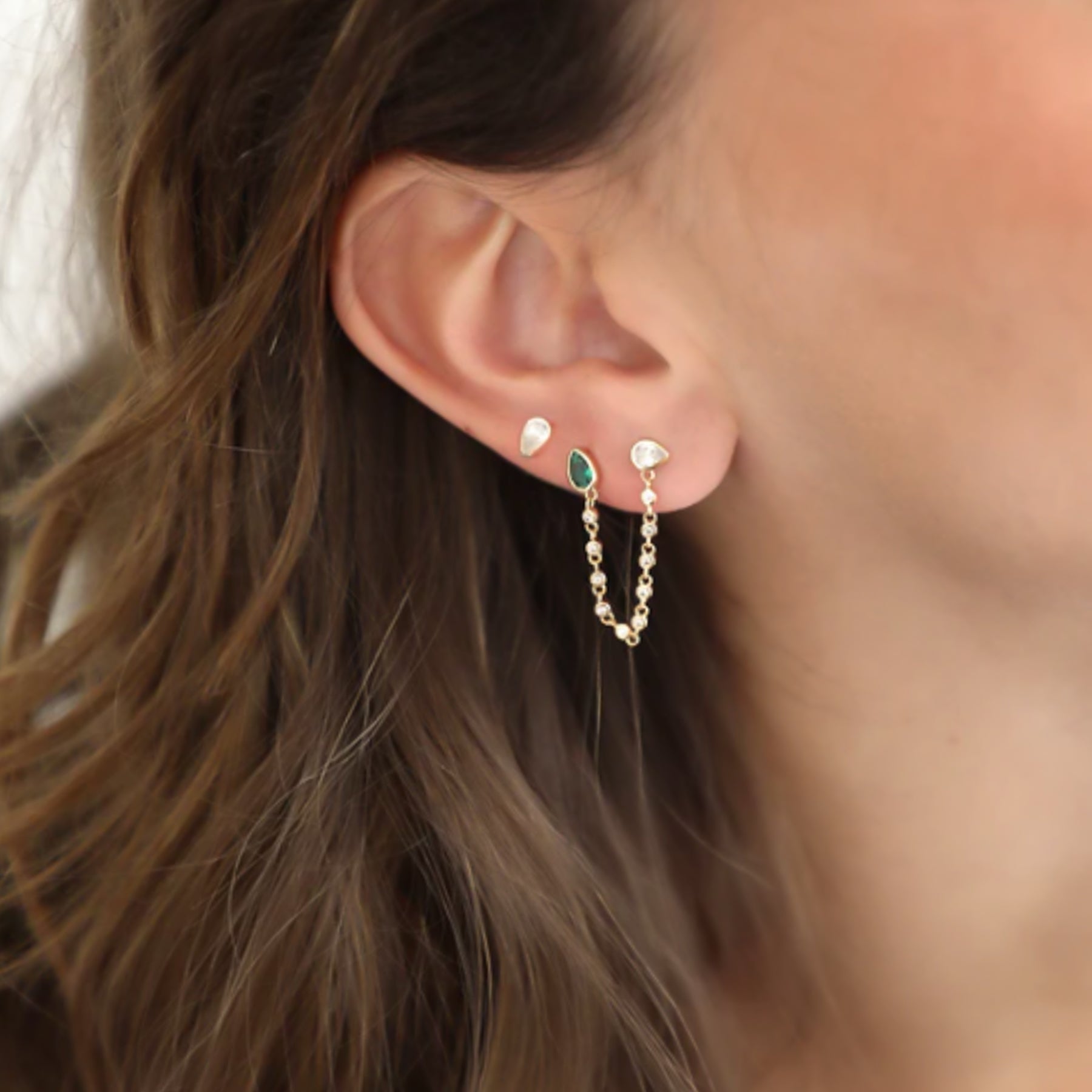 damen ohrstecker set in gold mit zirkonia