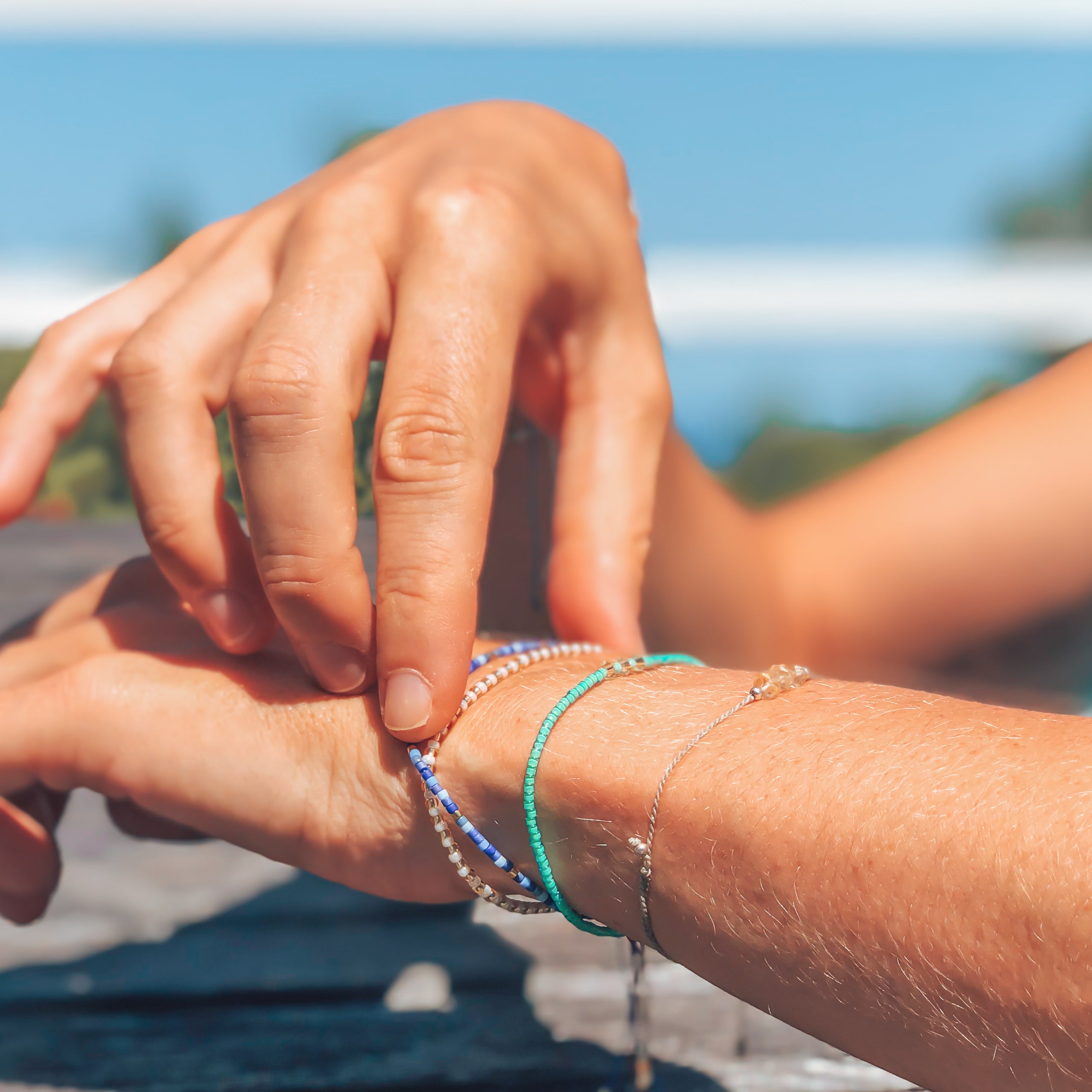 sommer perlen armband türkis