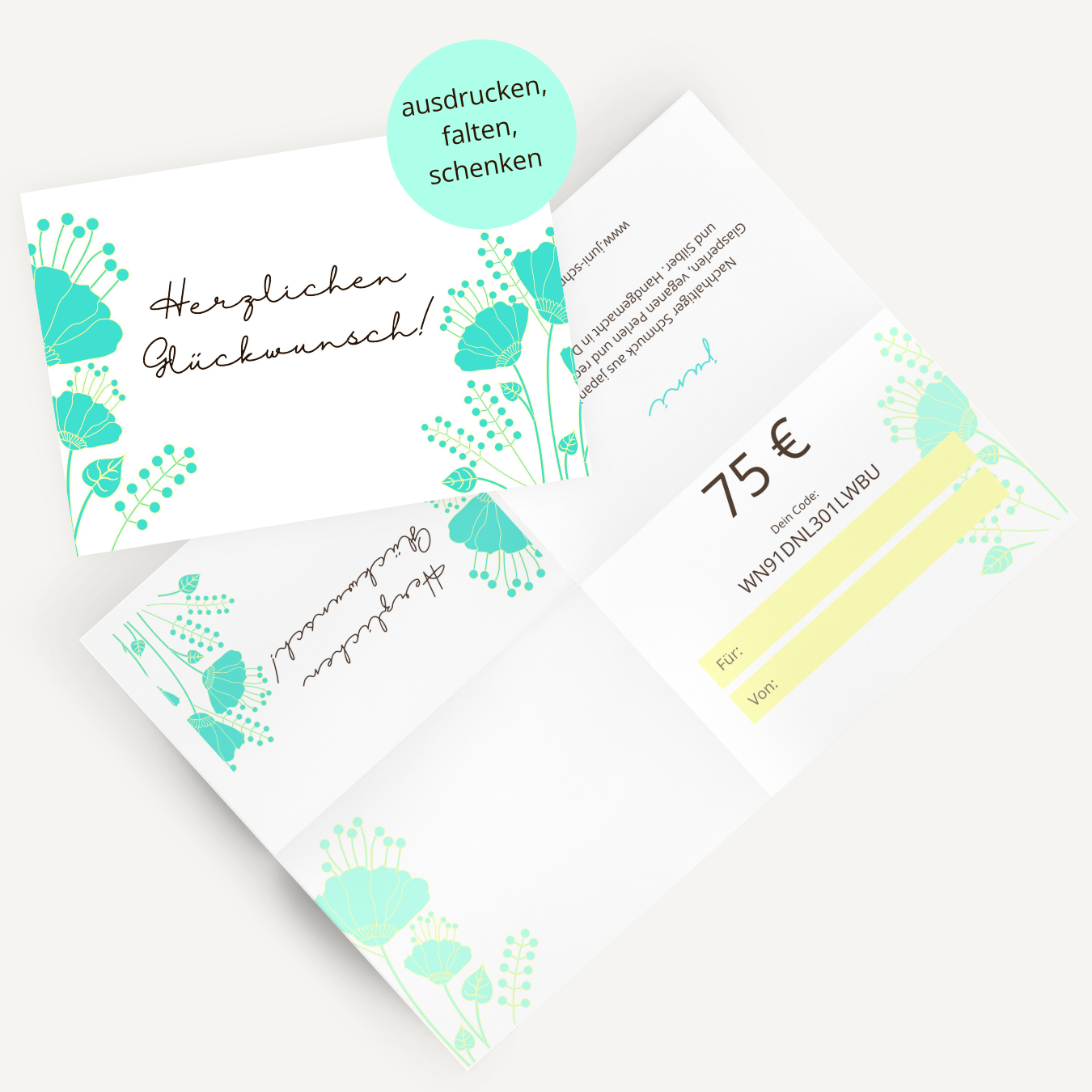 75 Euro Gutschein - Herzlichen Glückwunsch