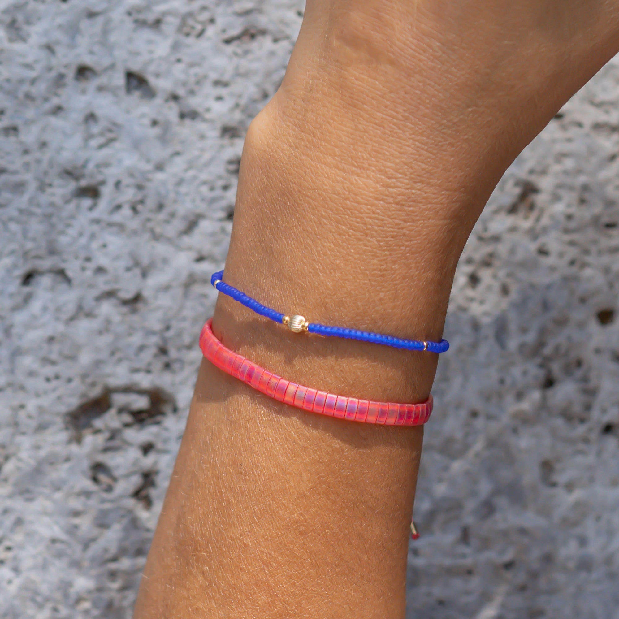 damen armbänder set pink blau