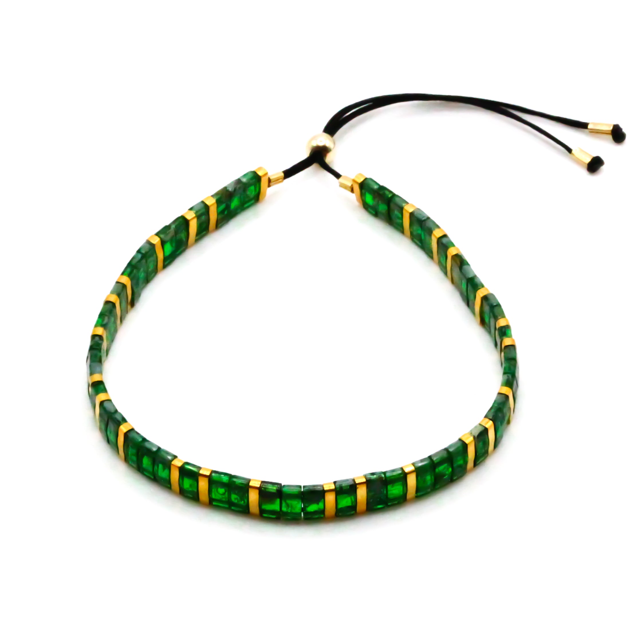 Damen Perlenarmband grün gold