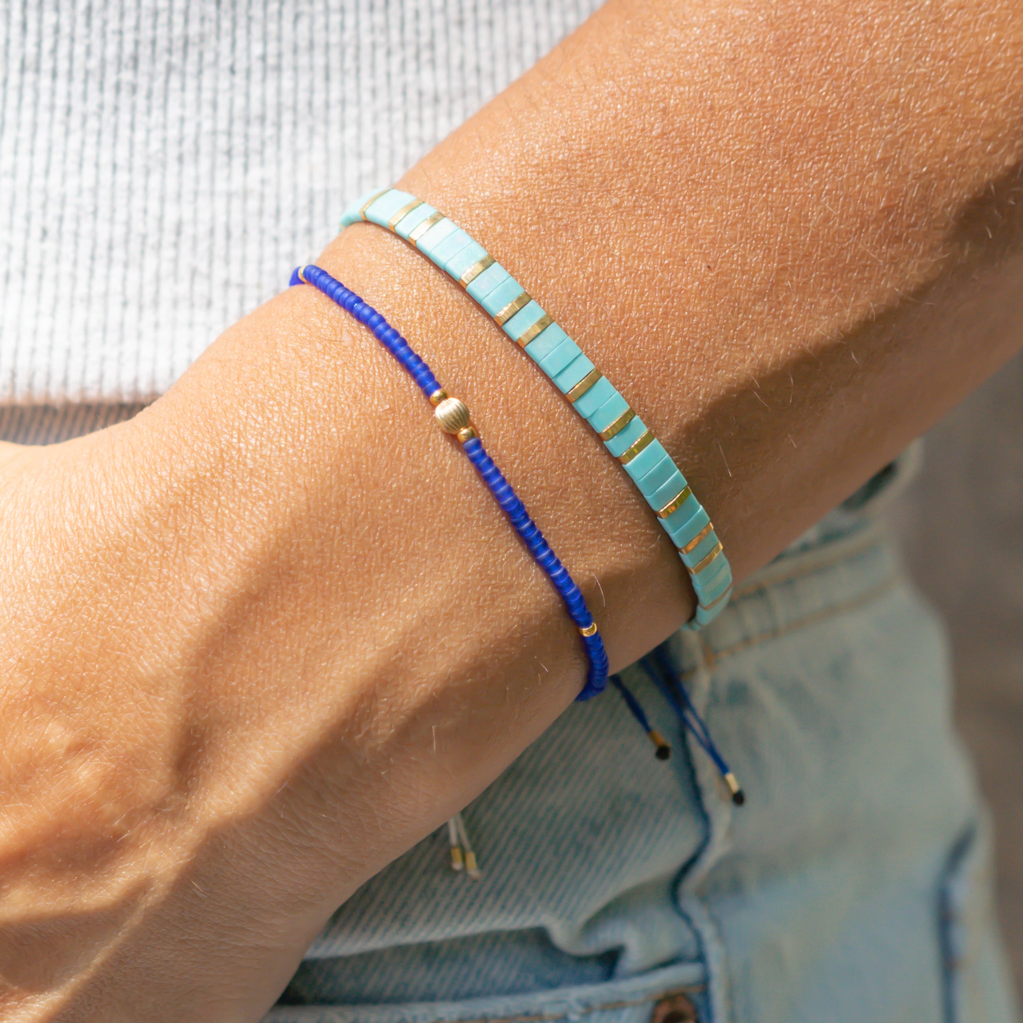 damen perlenarmbänder türkis blau