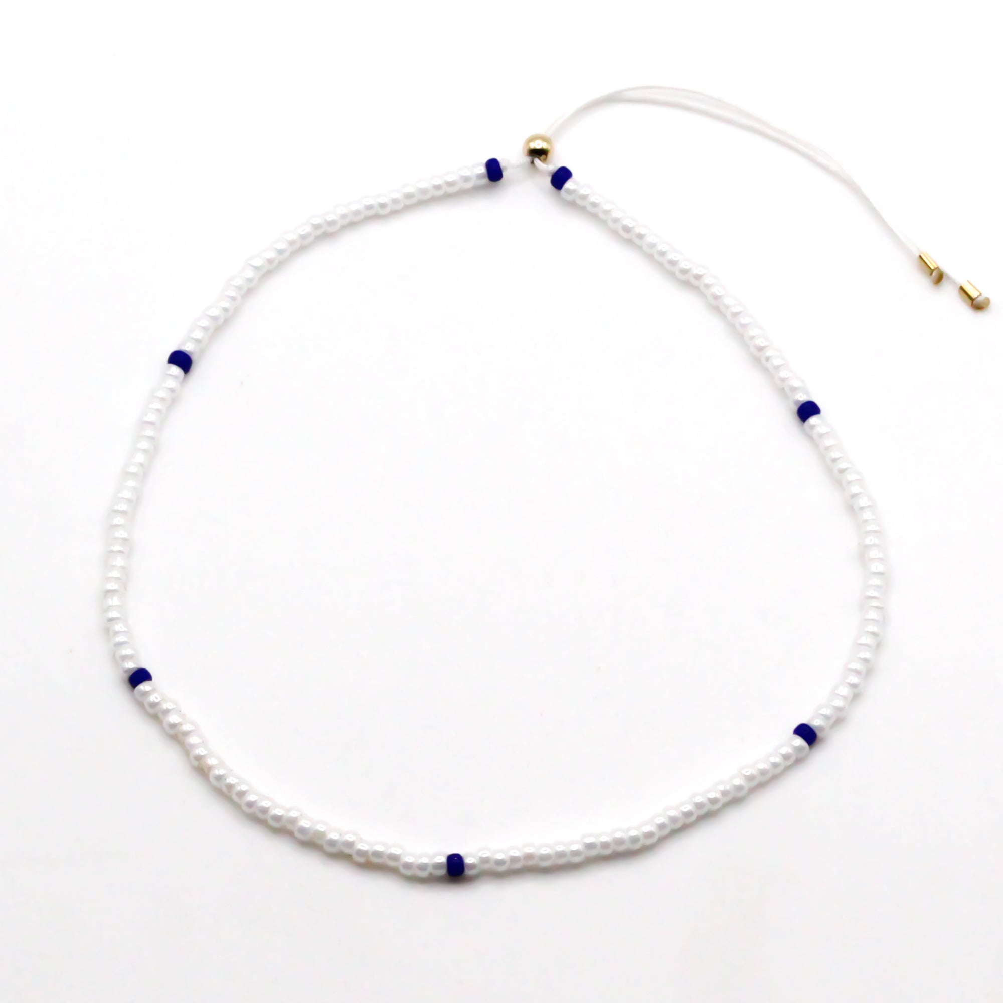 damen fußkettchen weiss blau