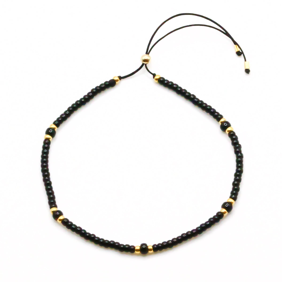 feines Damen perlenarmband schwarz gold