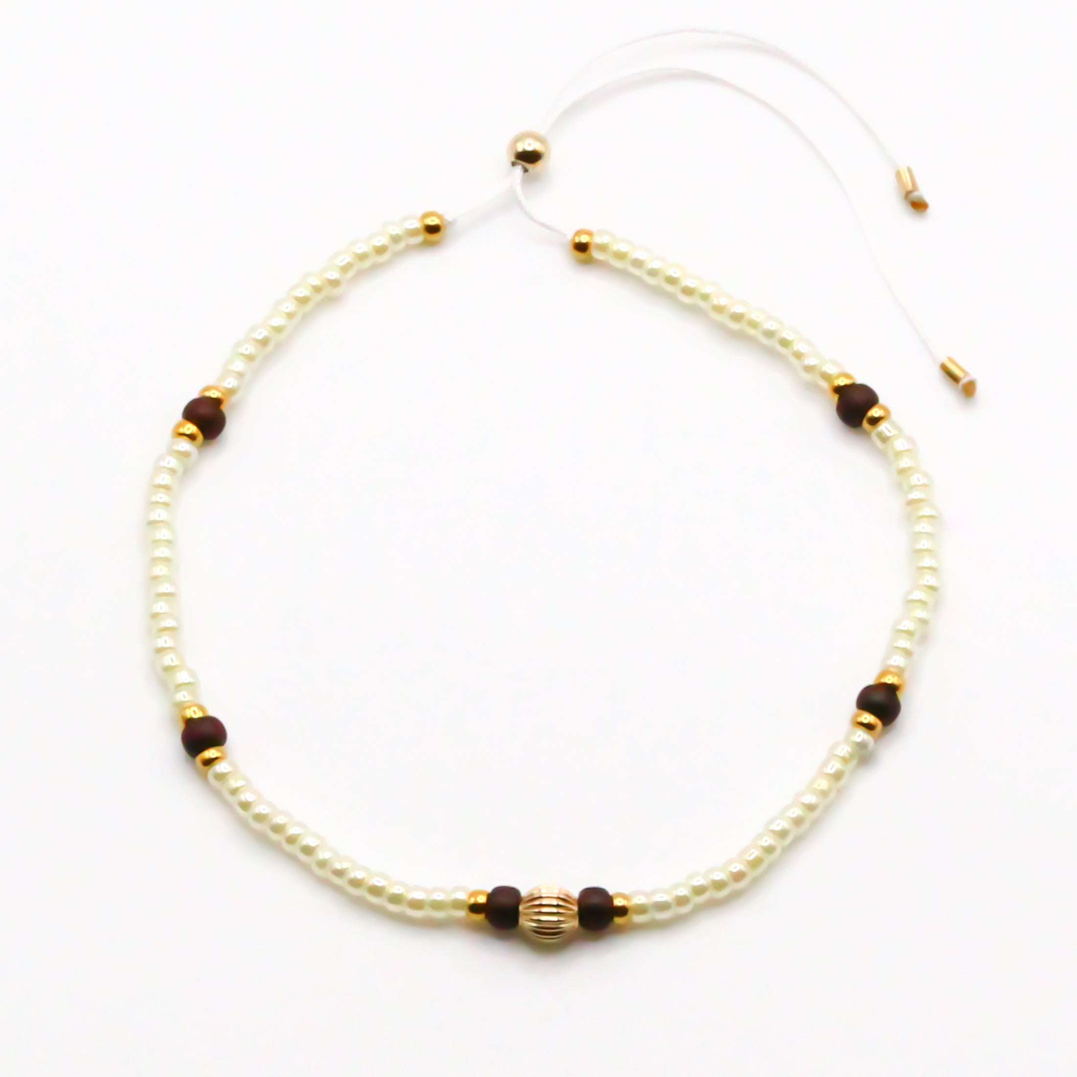 boho chic perlenarmband für damen in buttercream gelb