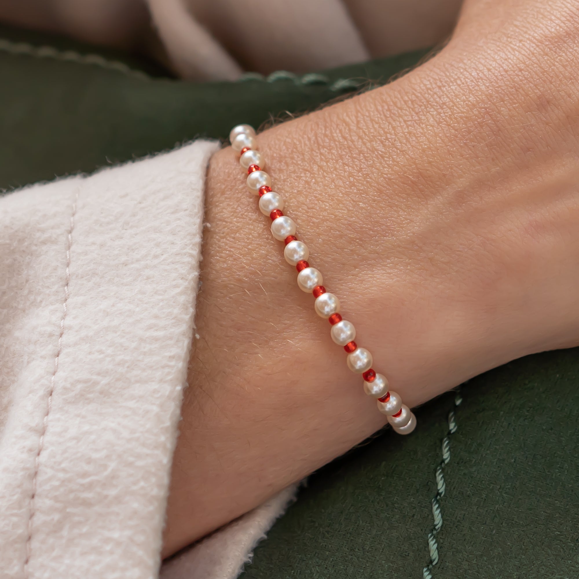 Perlenarmband Damen in creme Perlmutt 