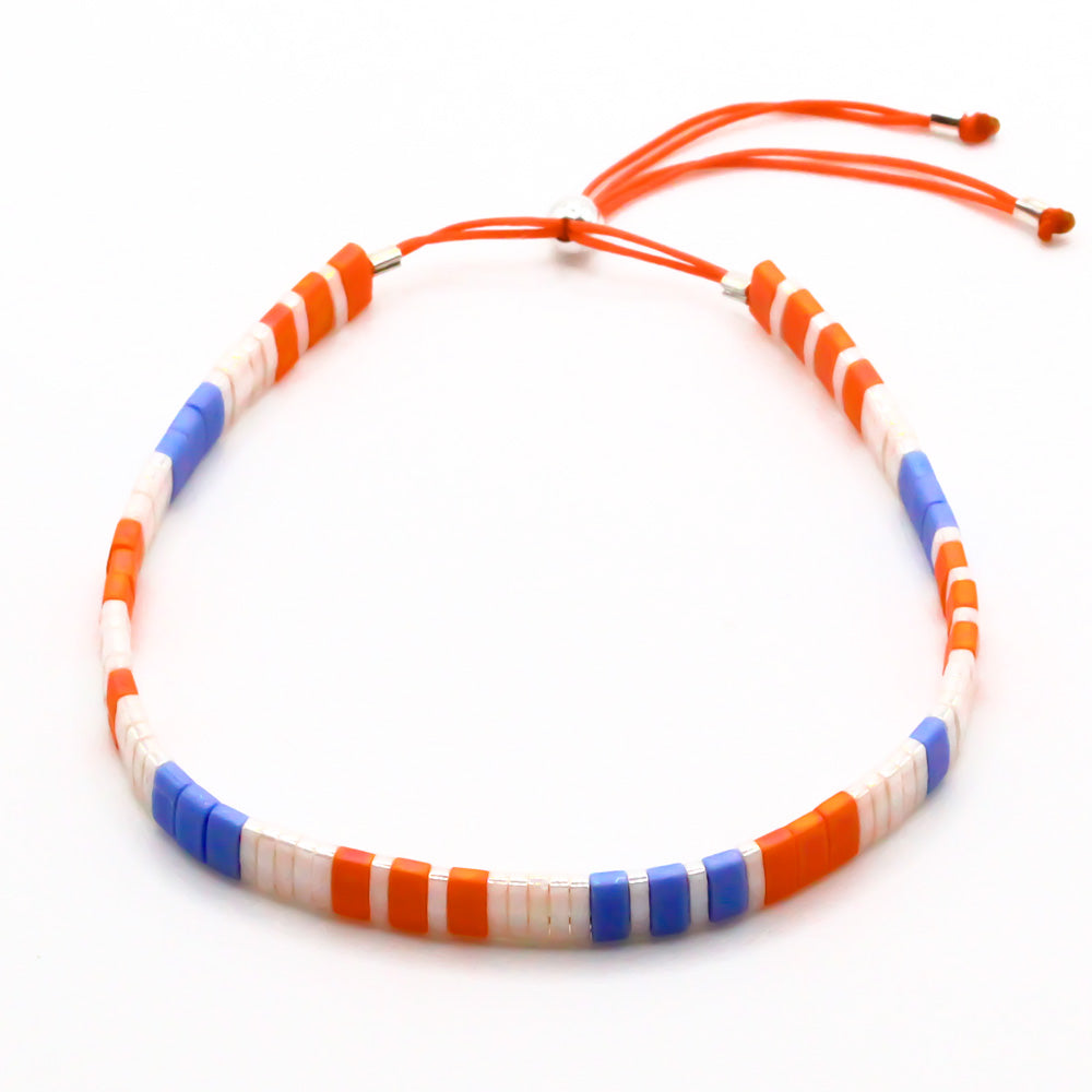 Breites Perlenarmband in apricot 