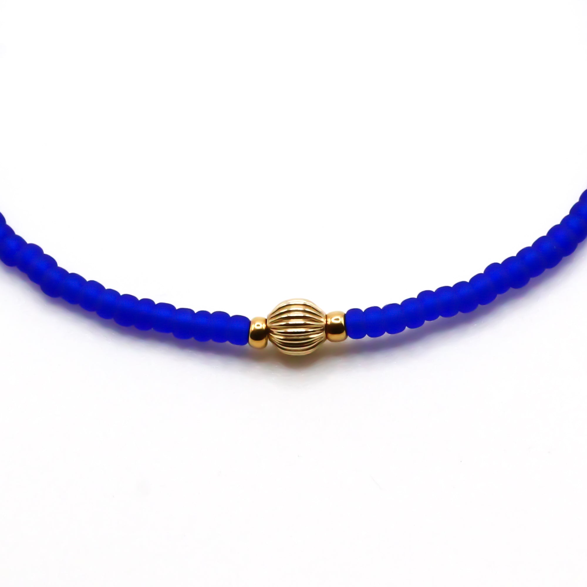 Damen perlenarmband blau mit goldperle