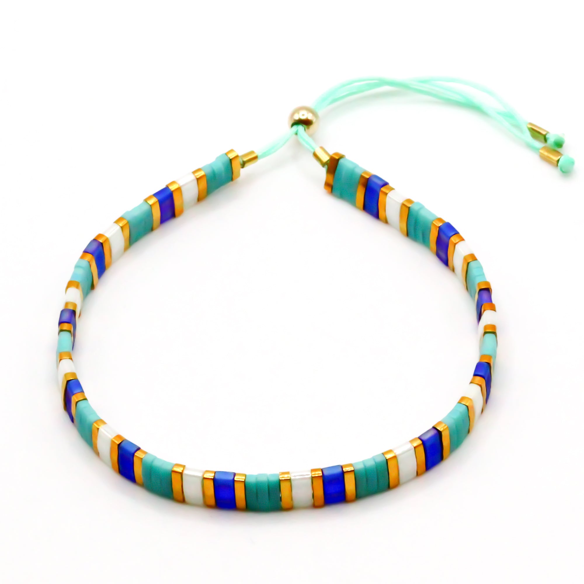 damen perlenarmband blau türkis