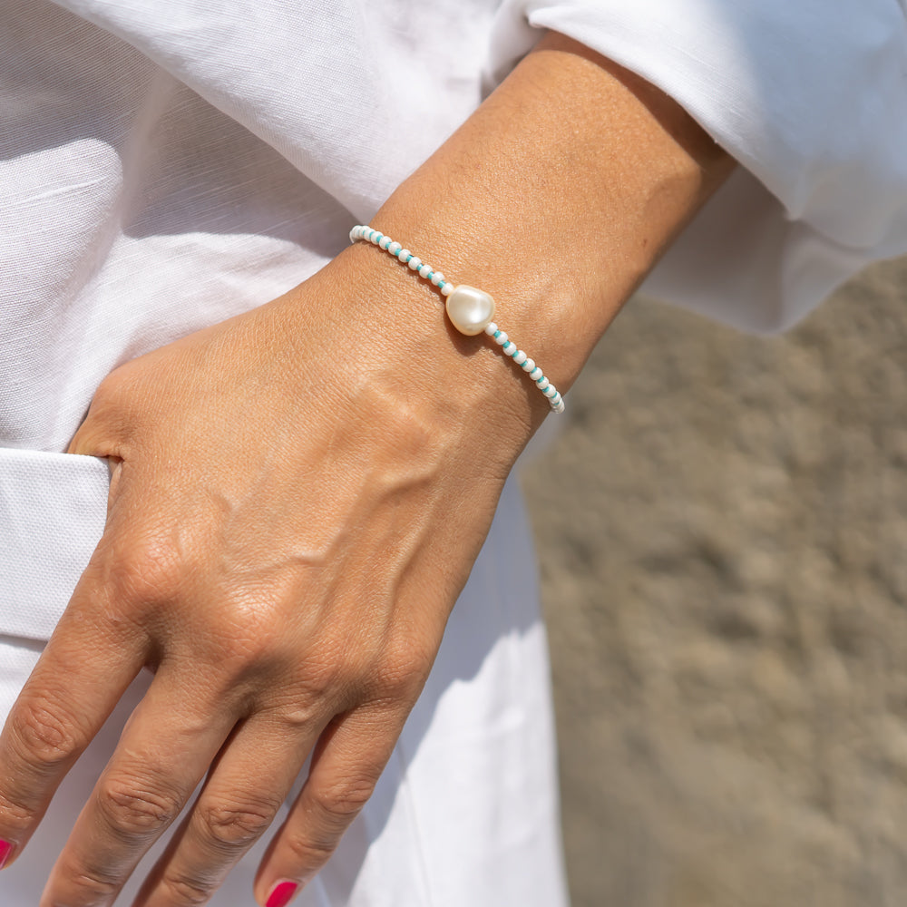 sommerarmband blaue perlen