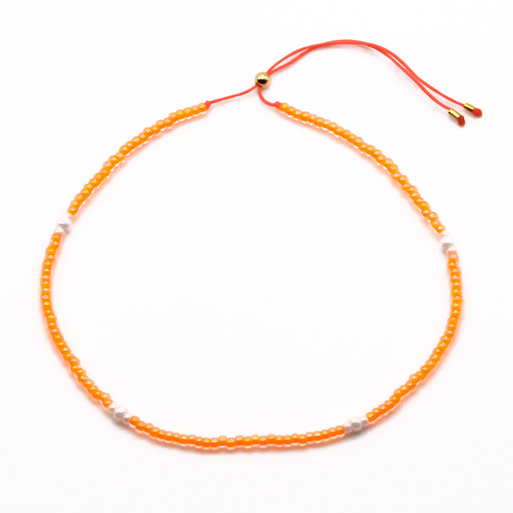perlen fusskette orange